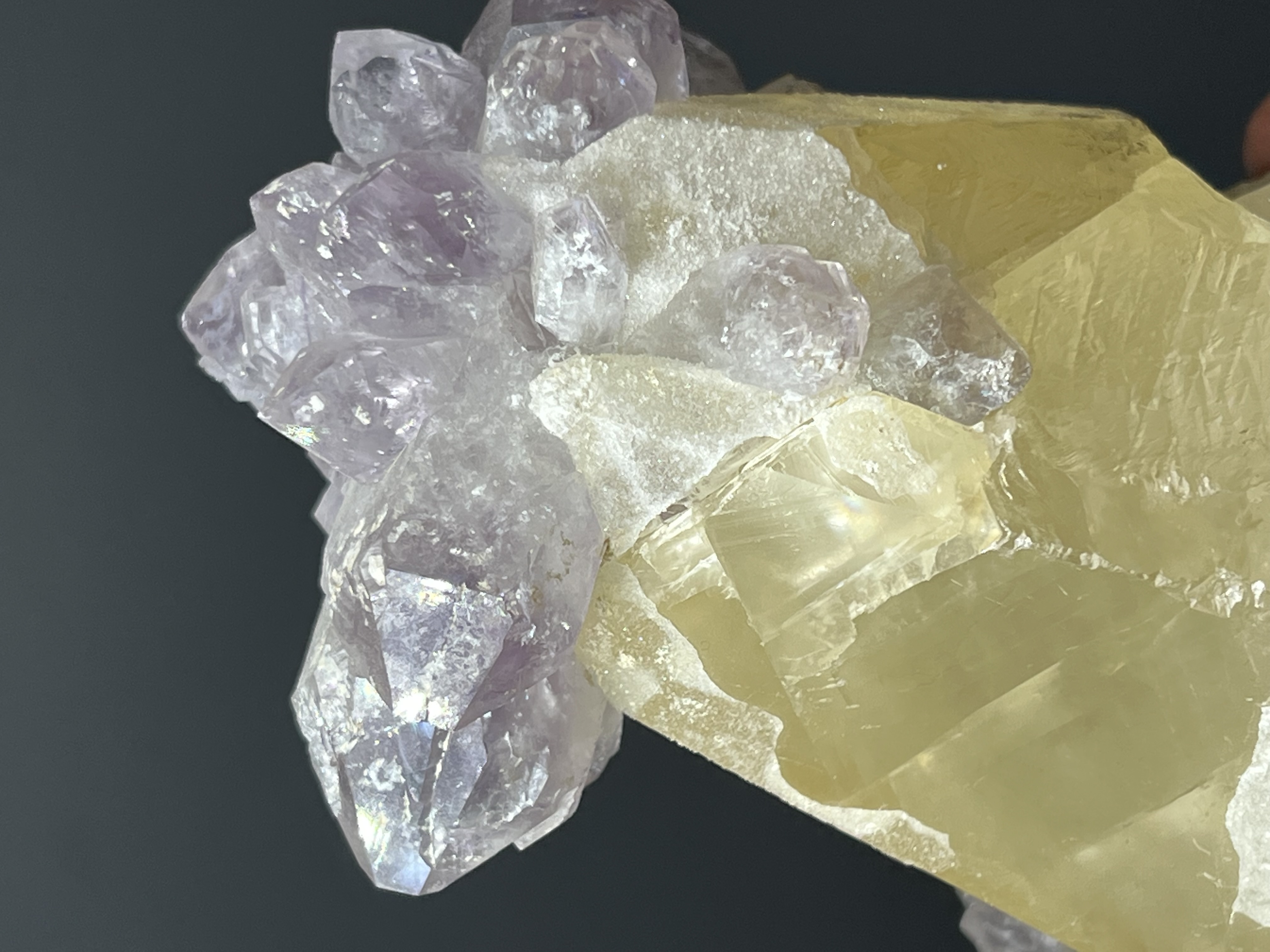 Very Rare! Amethyst On Calcite On Amethyst