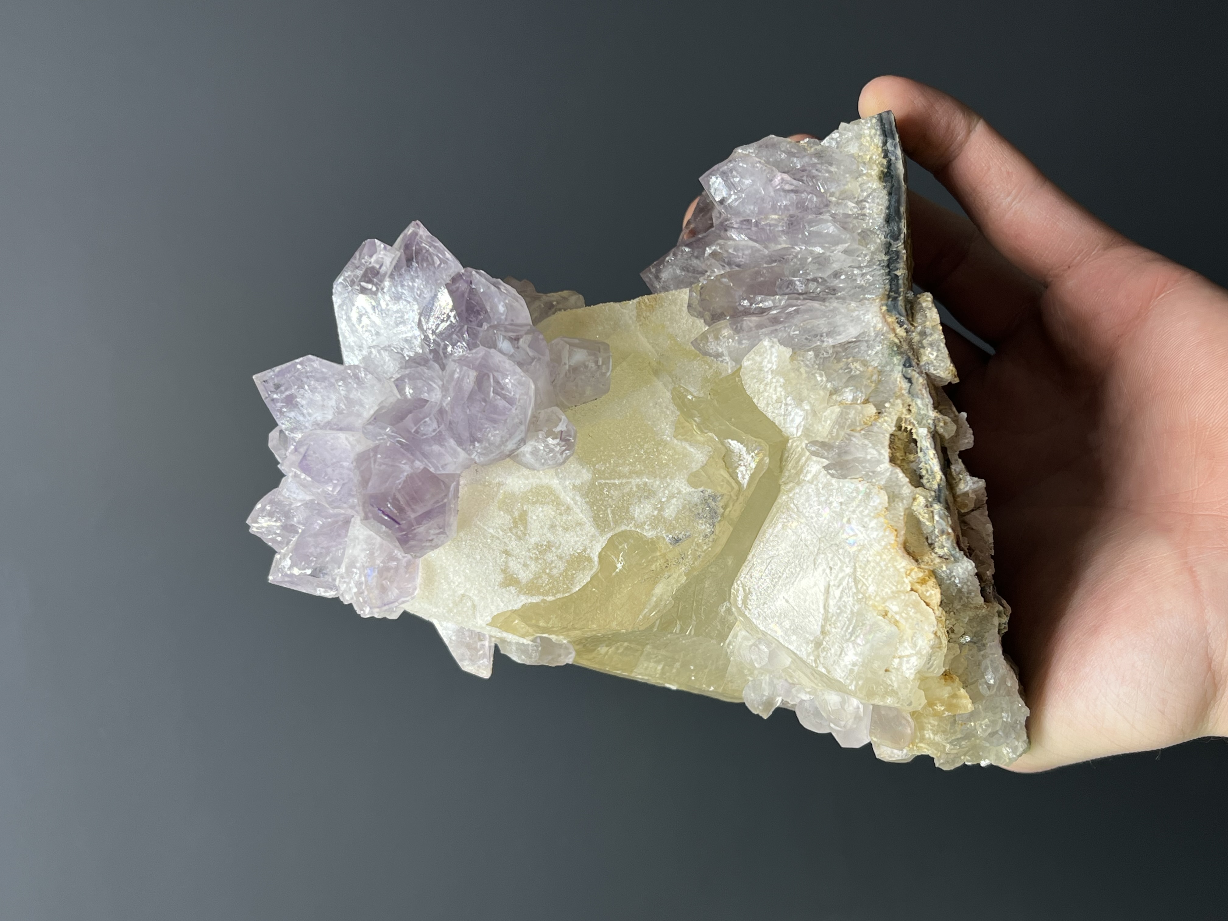 Very Rare! Amethyst On Calcite On Amethyst