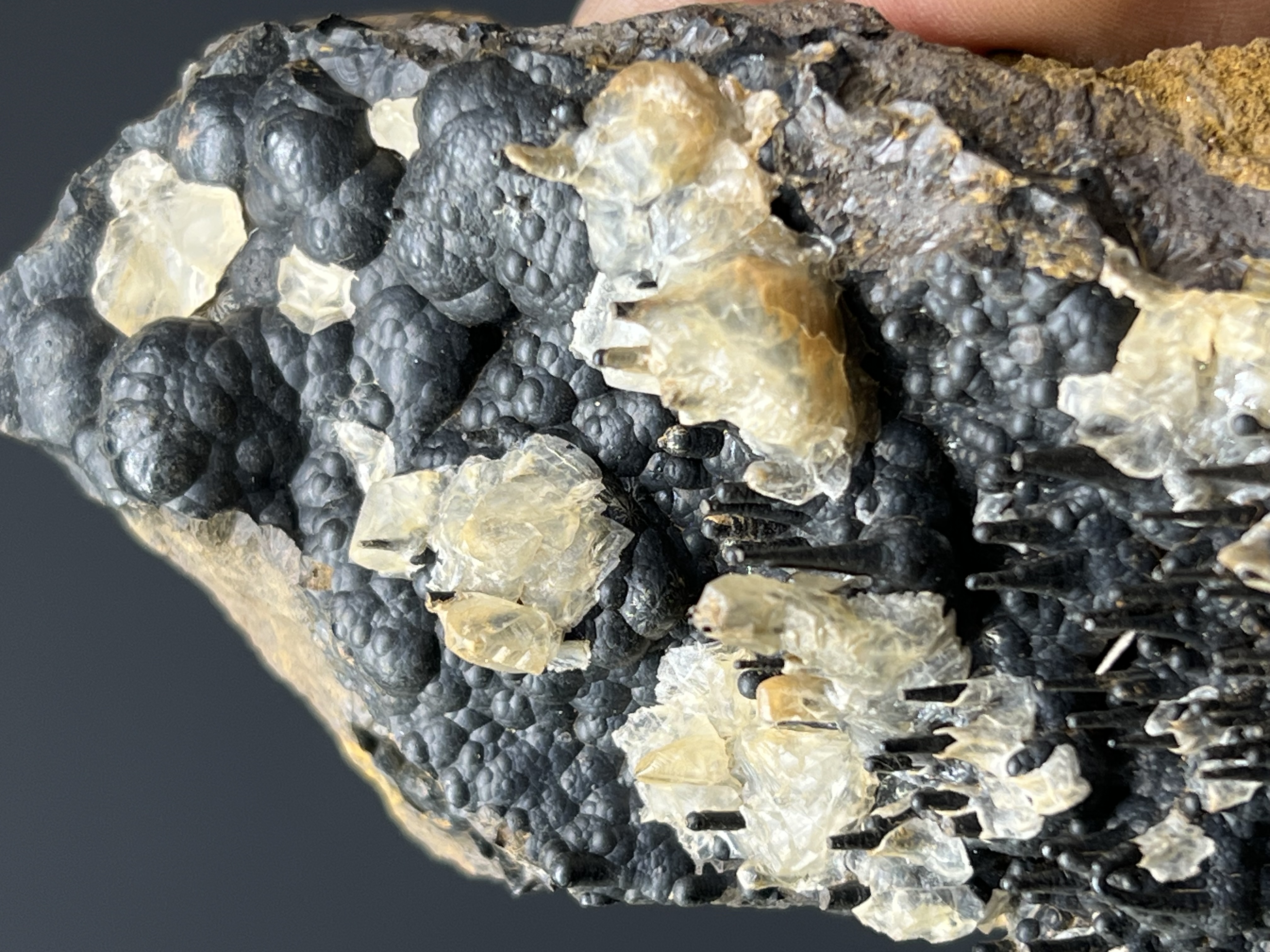 Museum Quality! Crystal Calcite With Stalactite Goethite 