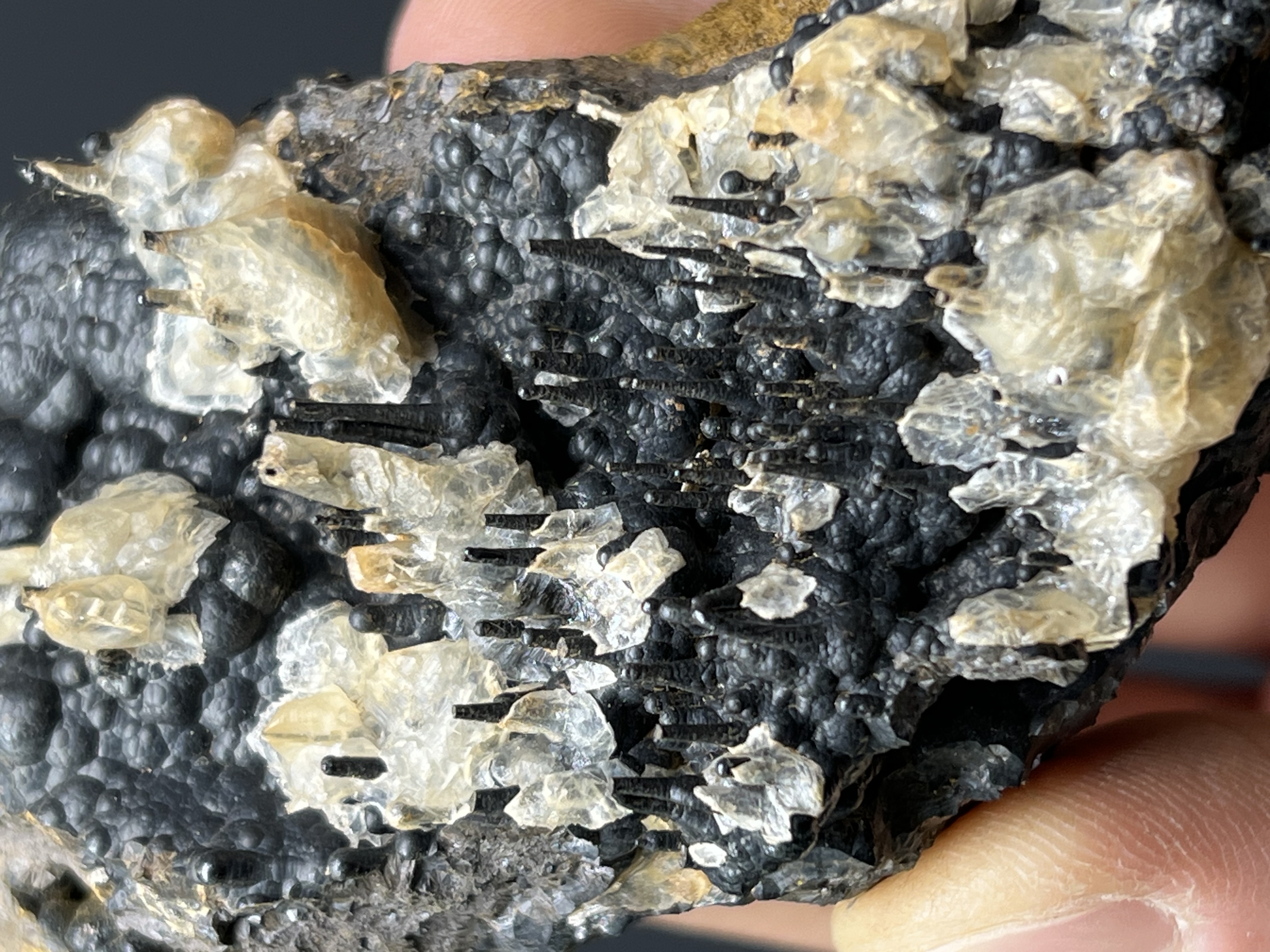 Museum Quality! Crystal Calcite With Stalactite Goethite 