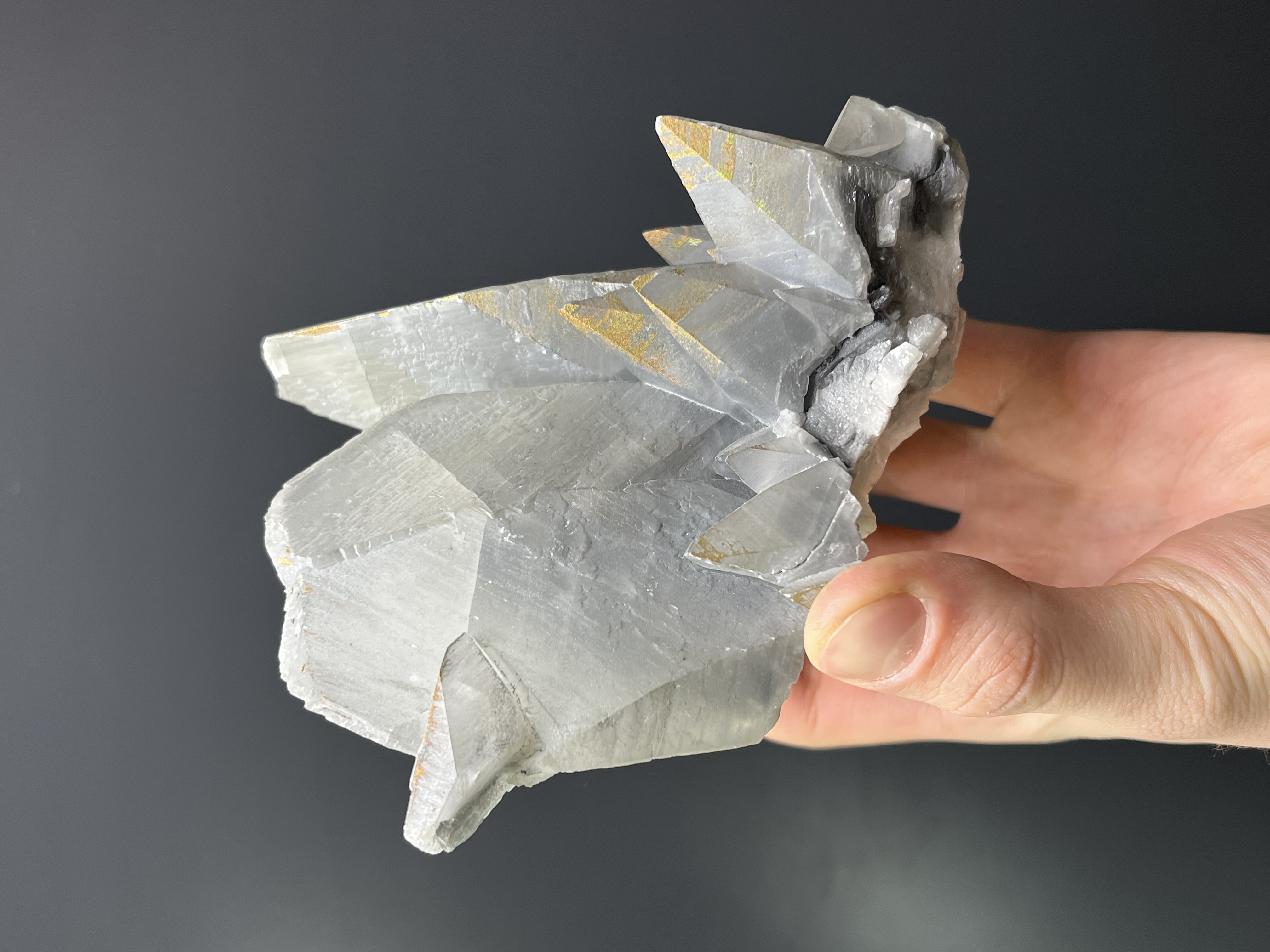 Special Formation! Chalcopyrite With Gray Crystal Calcite