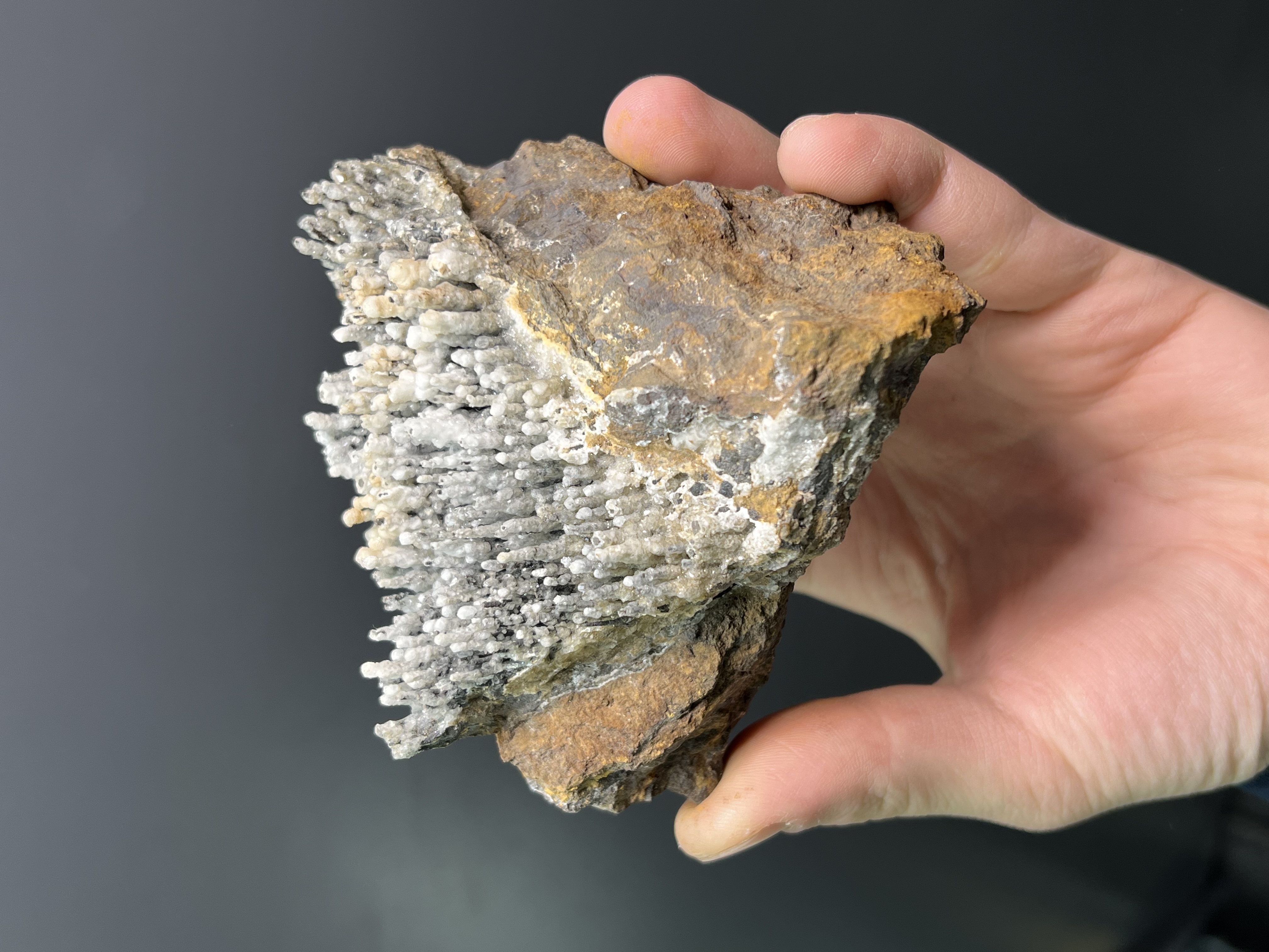 Museum Quality, Crystal Calcite On Stalactite Goethite