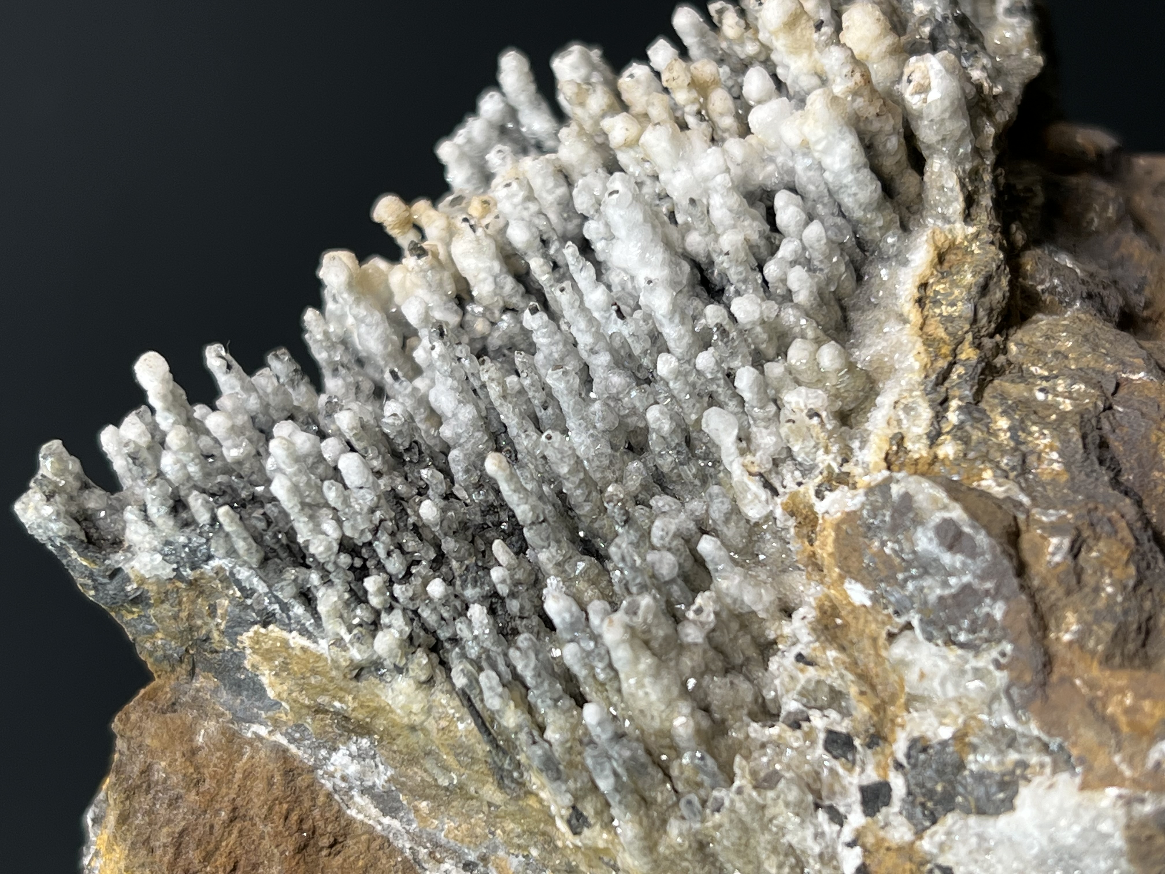 Museum Quality, Crystal Calcite On Stalactite Goethite
