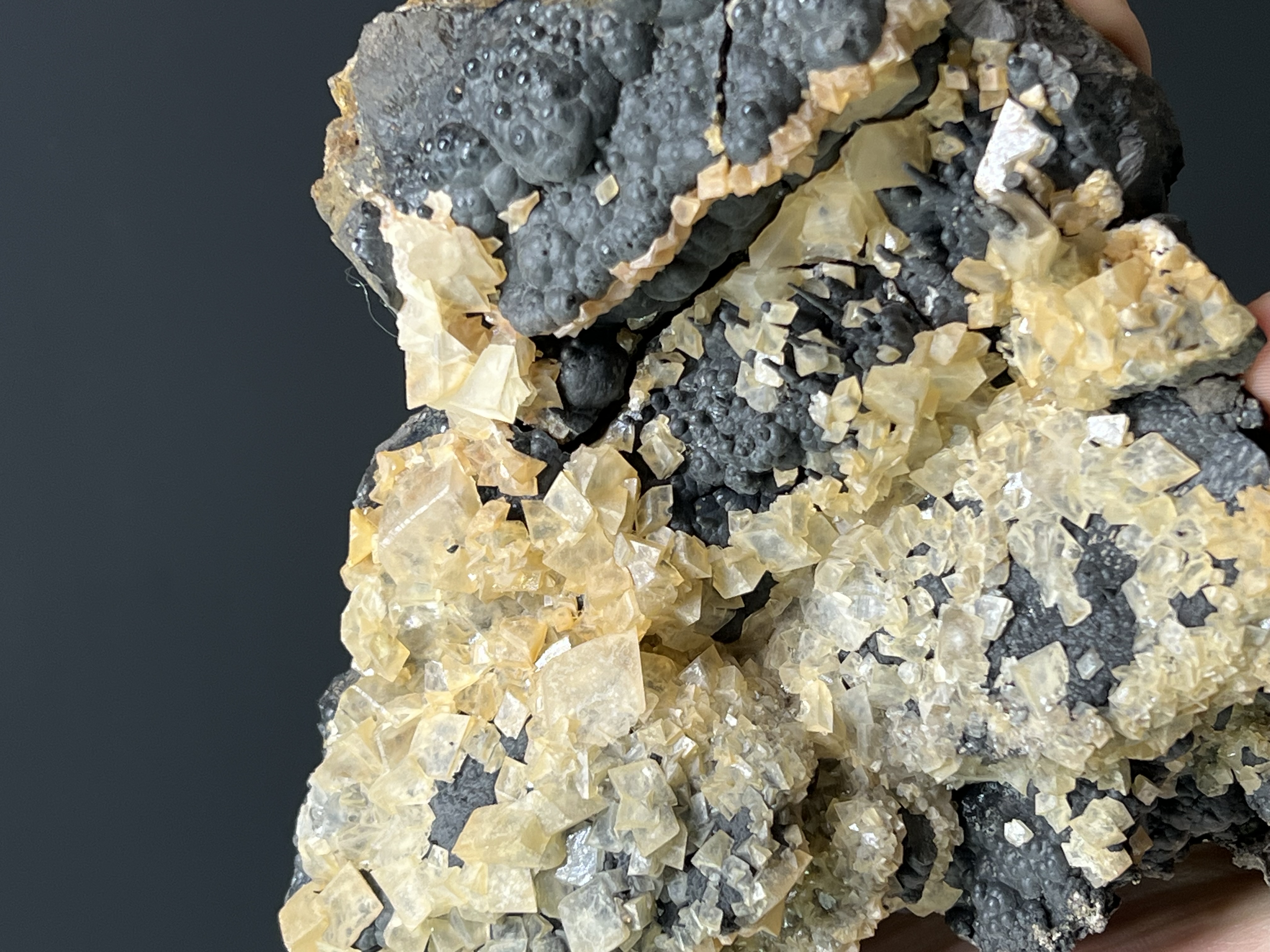 Special Formation Crystal Calcite With Stalactite Goethite