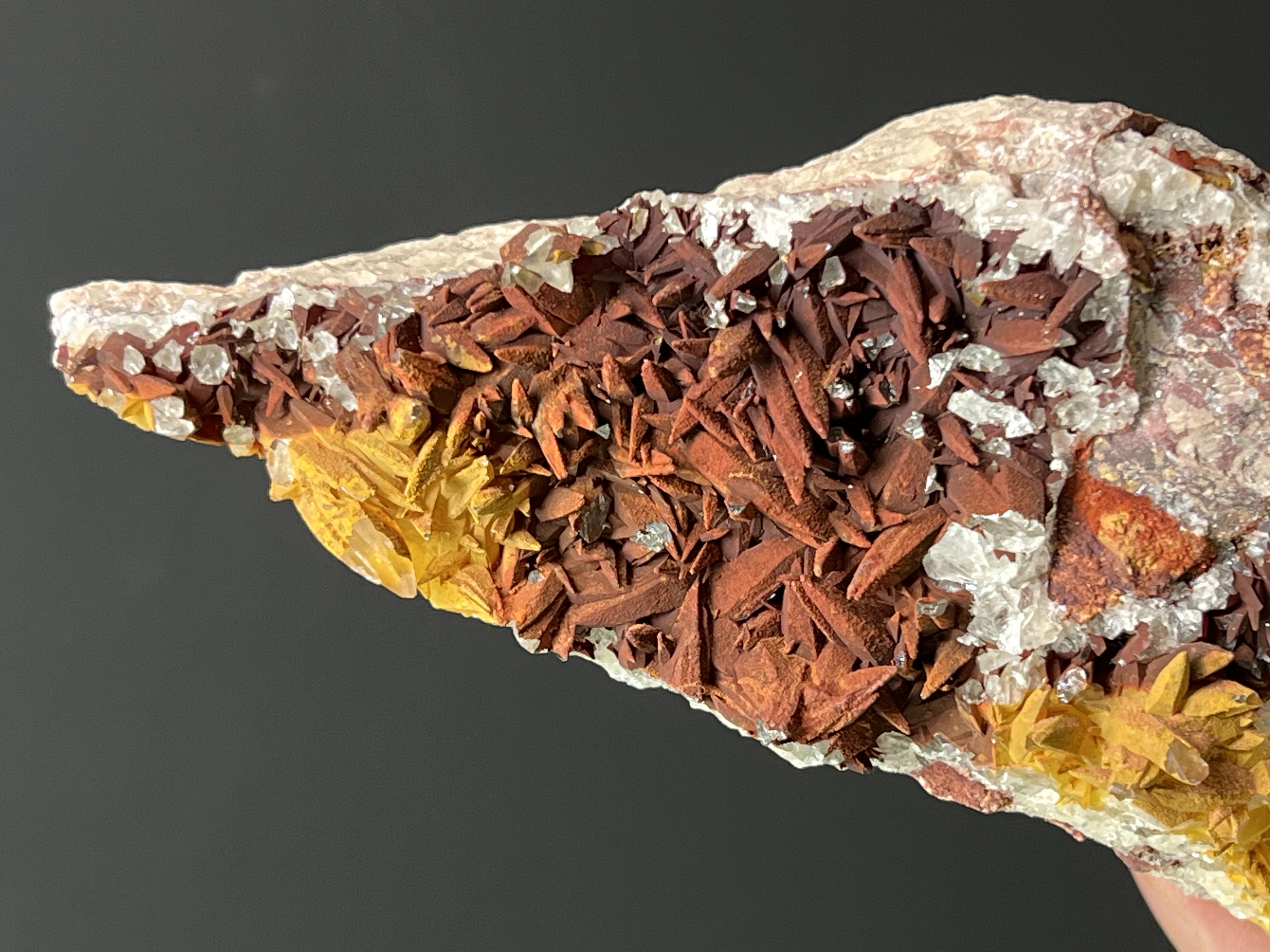 Hematite Inclusion Yellow And Red Color Crystal Calcite