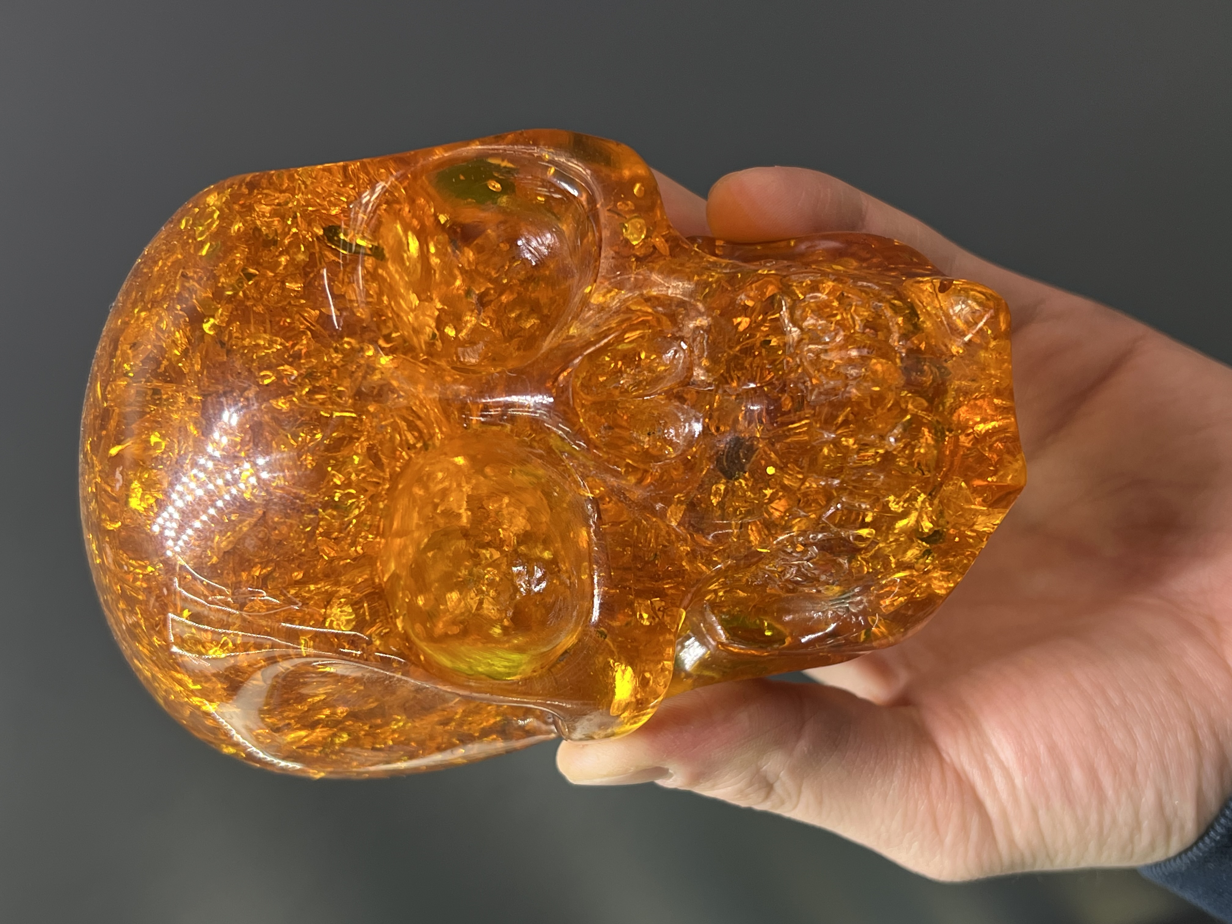 Museum Grade, Baltic Amber Gold Skull, 813gram