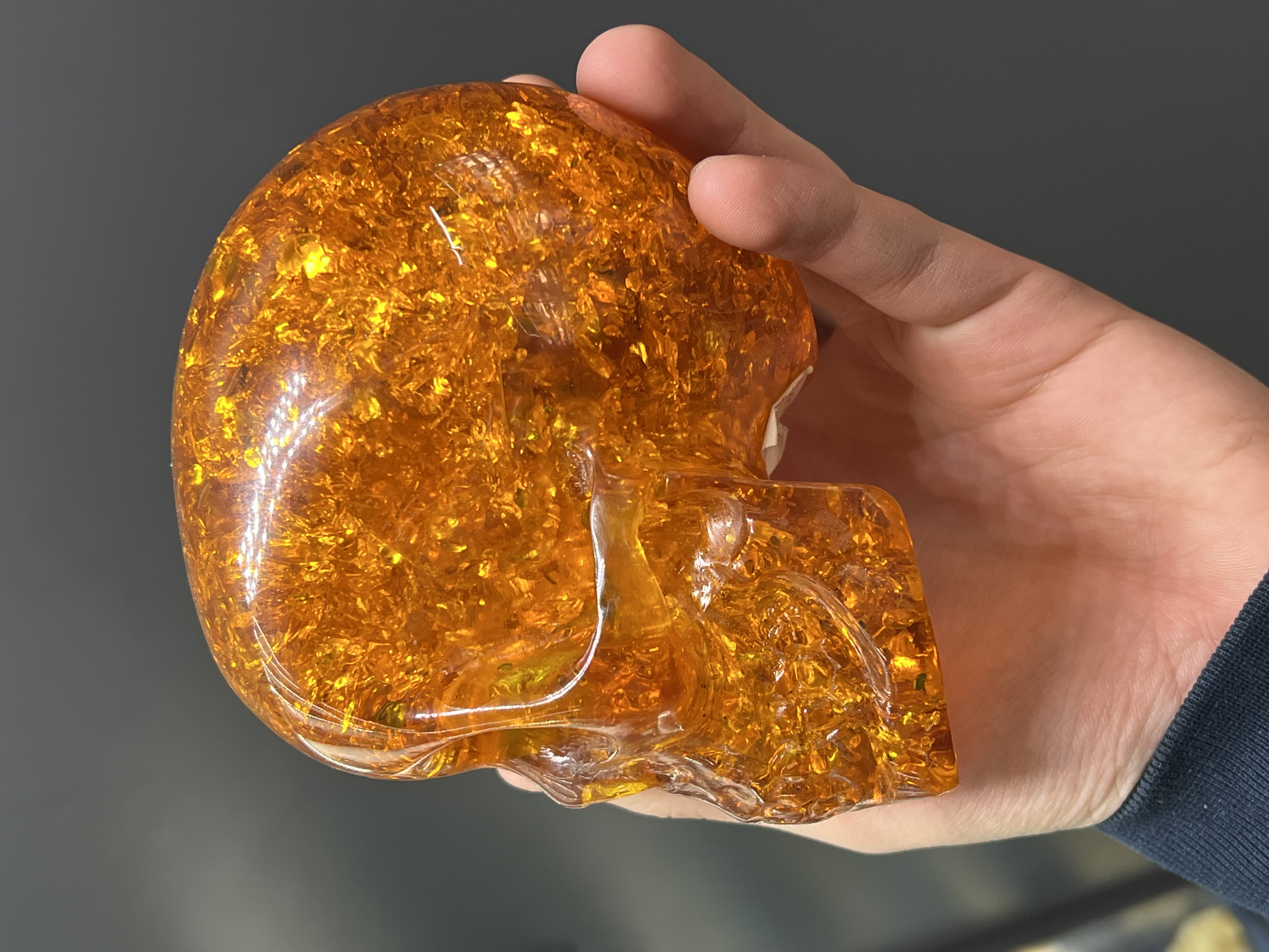Museum Grade, Baltic Amber Gold Skull, 813gram