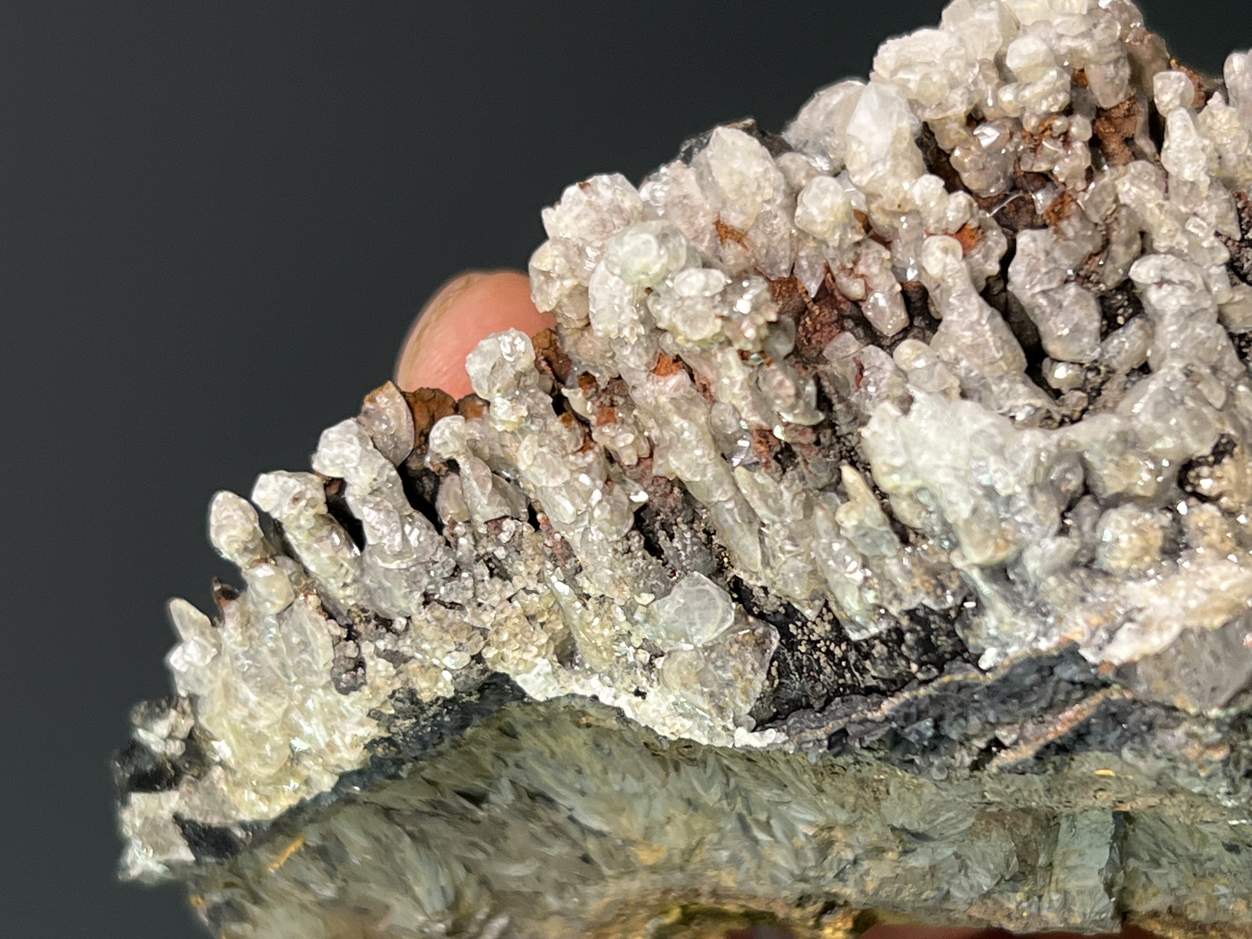 Very Special Museum Piece, Crystal Calcite On Stalactite Goethite 