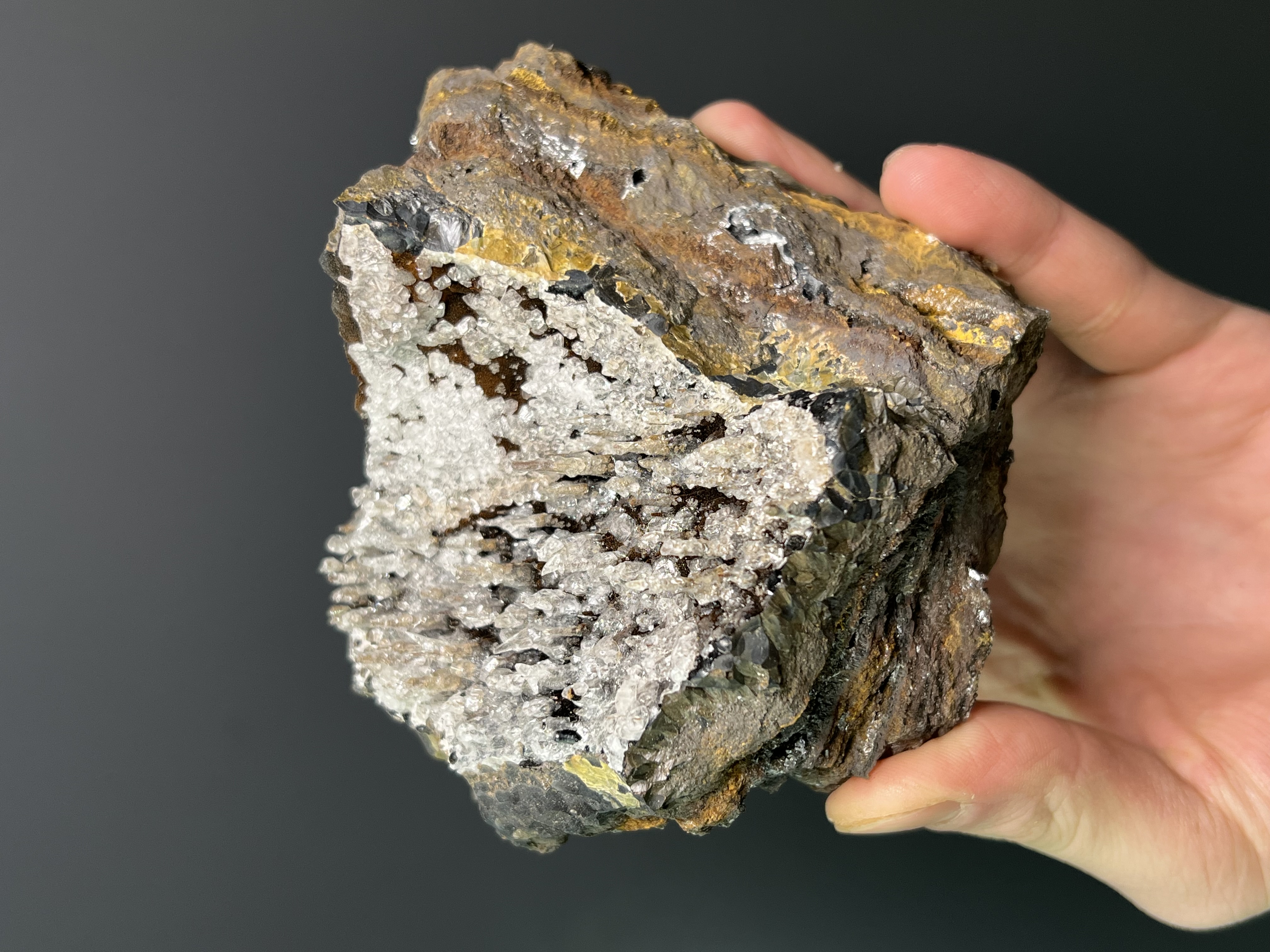 Museum Quality, Crystal Calcite And Barite With Stalactite Goethite 