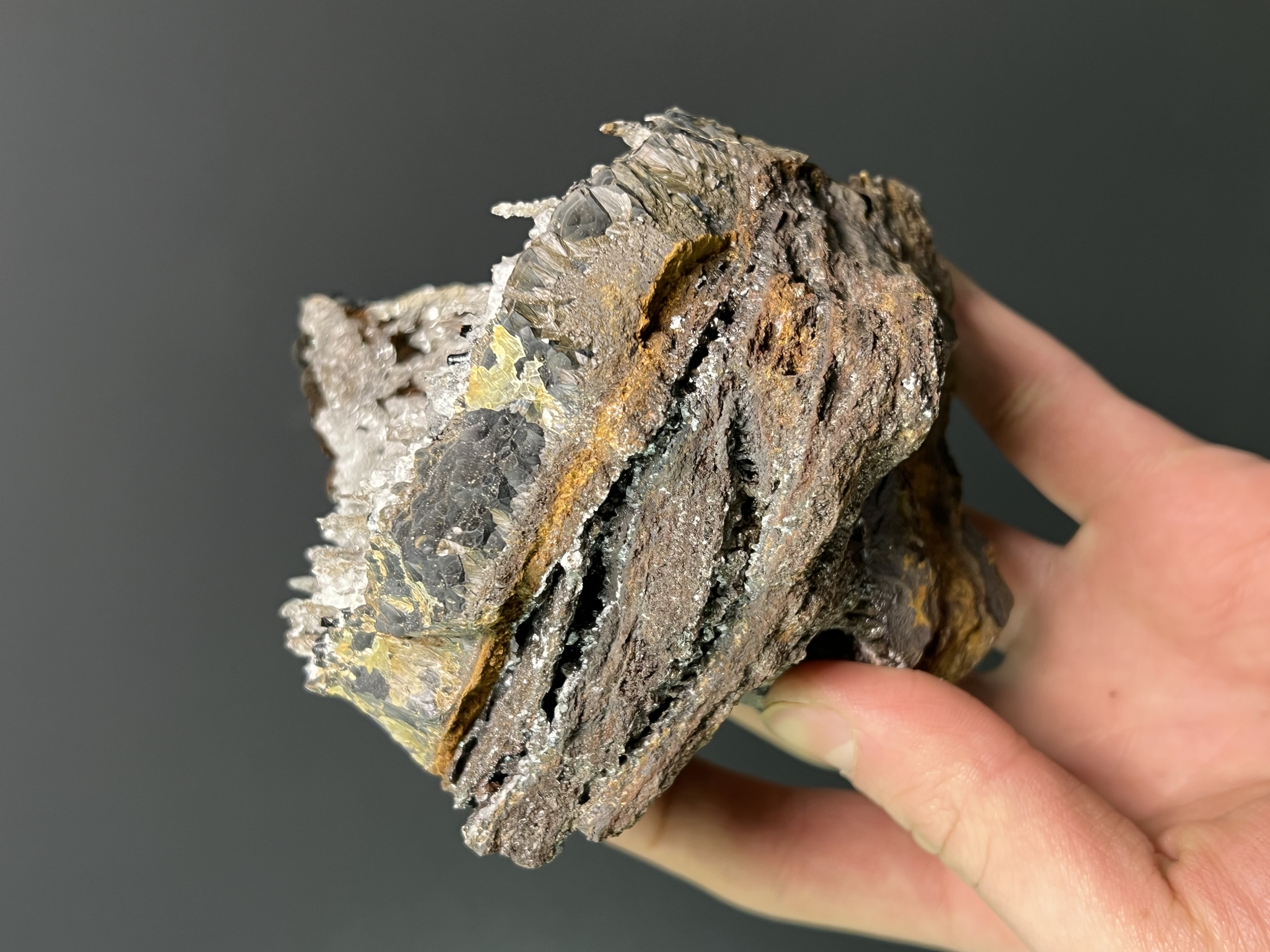 Museum Quality, Crystal Calcite And Barite With Stalactite Goethite 