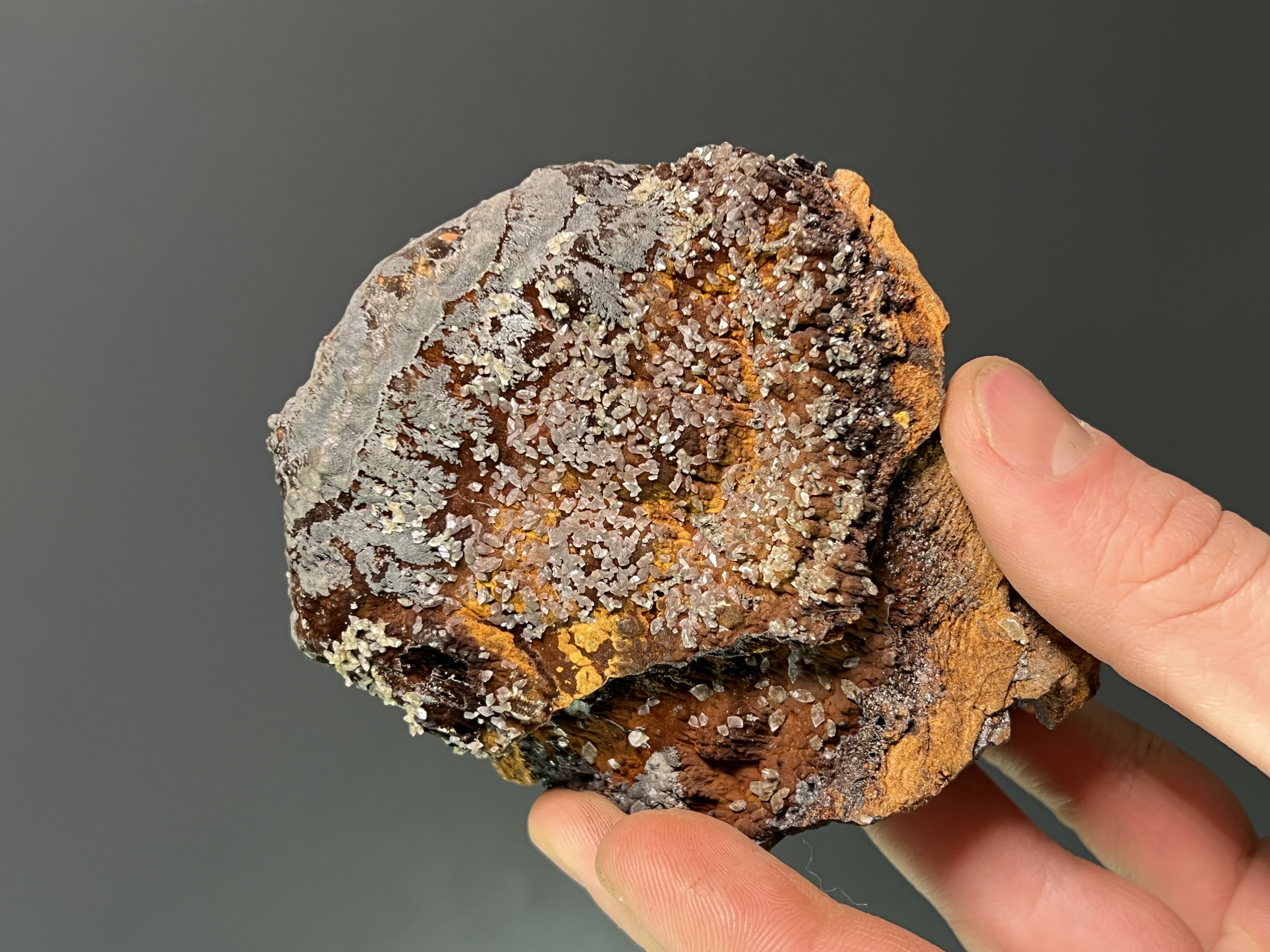 Museum Quality, Unique, Limonite And Crystal Barite With Stalactite Goethite 