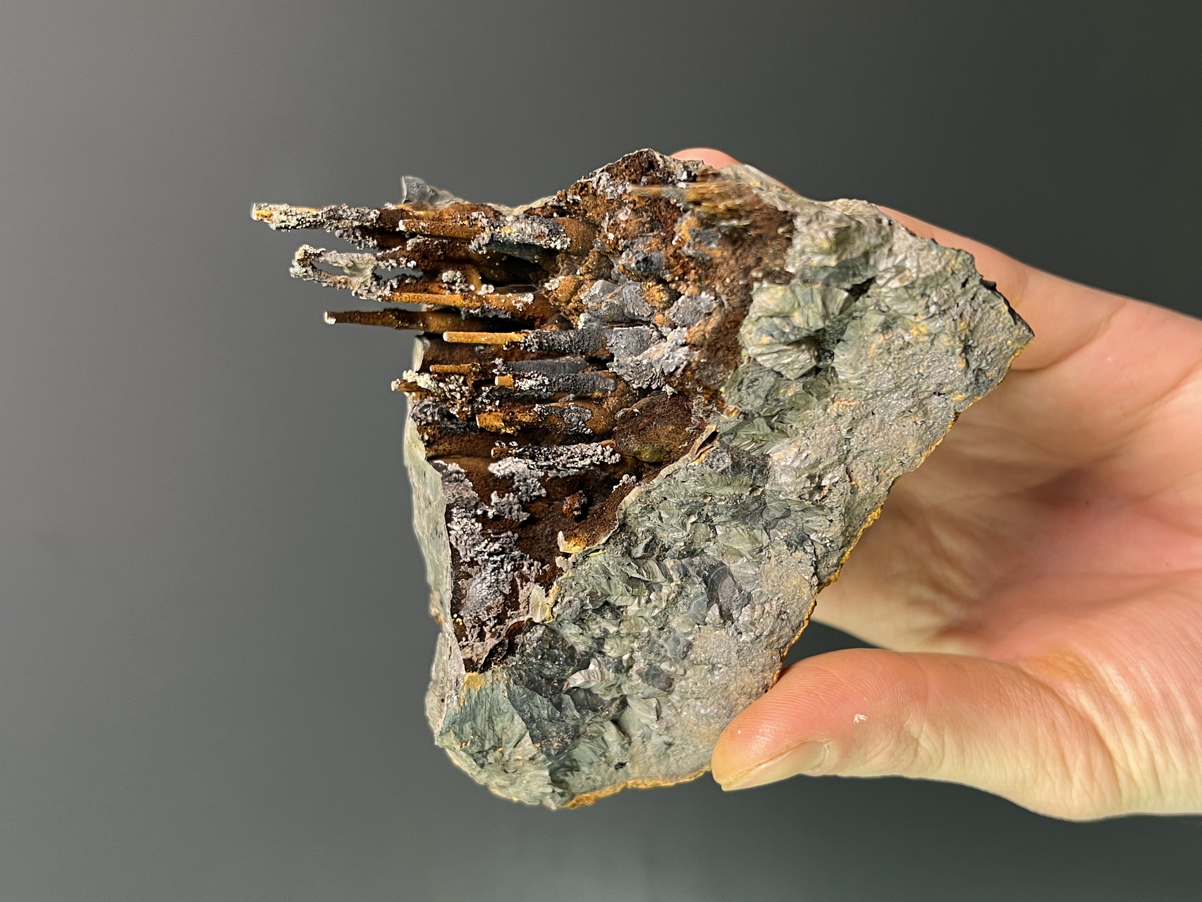 Museum Quality  Very Special Specularite And Limonite On Stalactite Goethite 