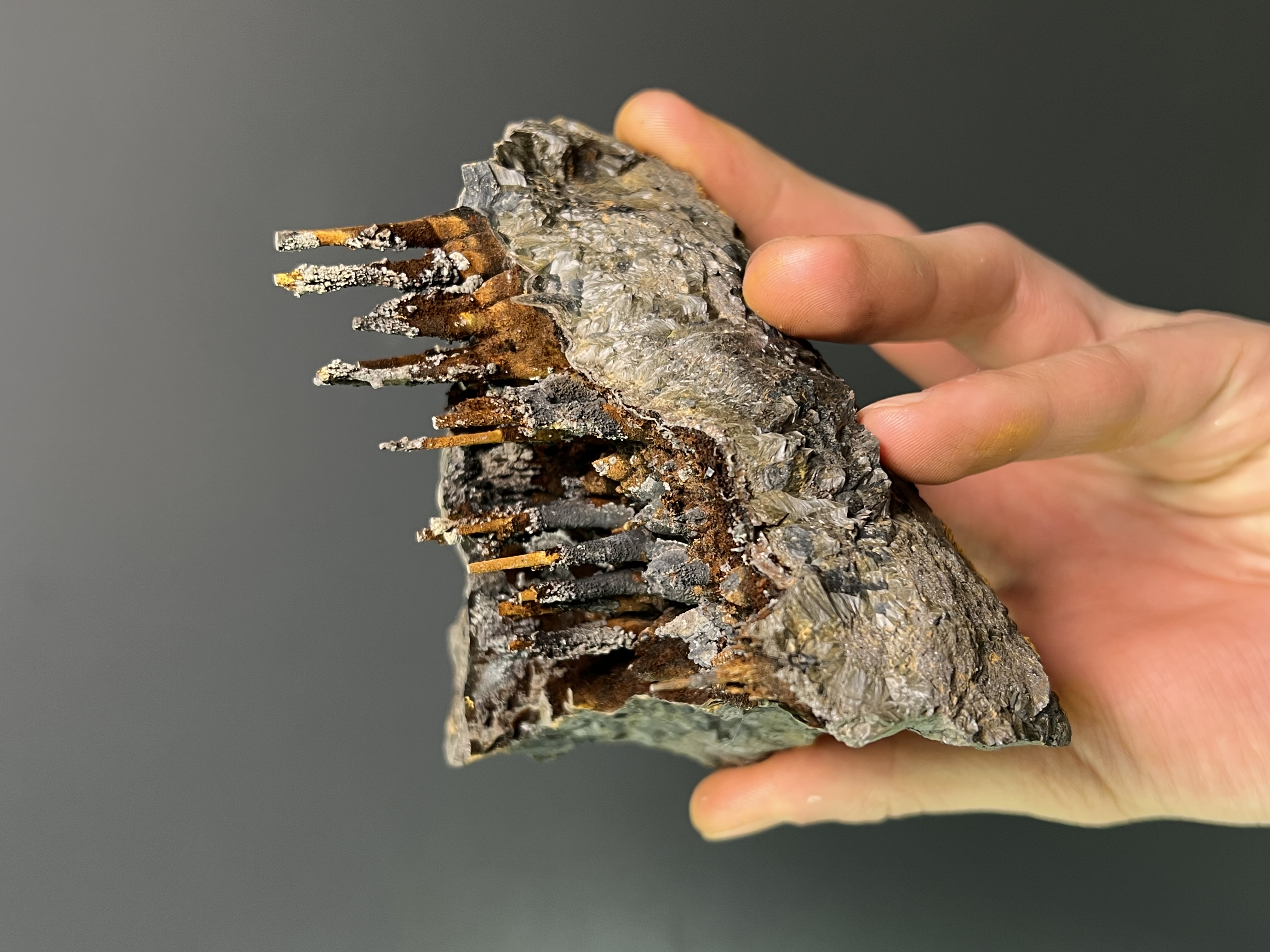 Museum Quality  Very Special Specularite And Limonite On Stalactite Goethite 