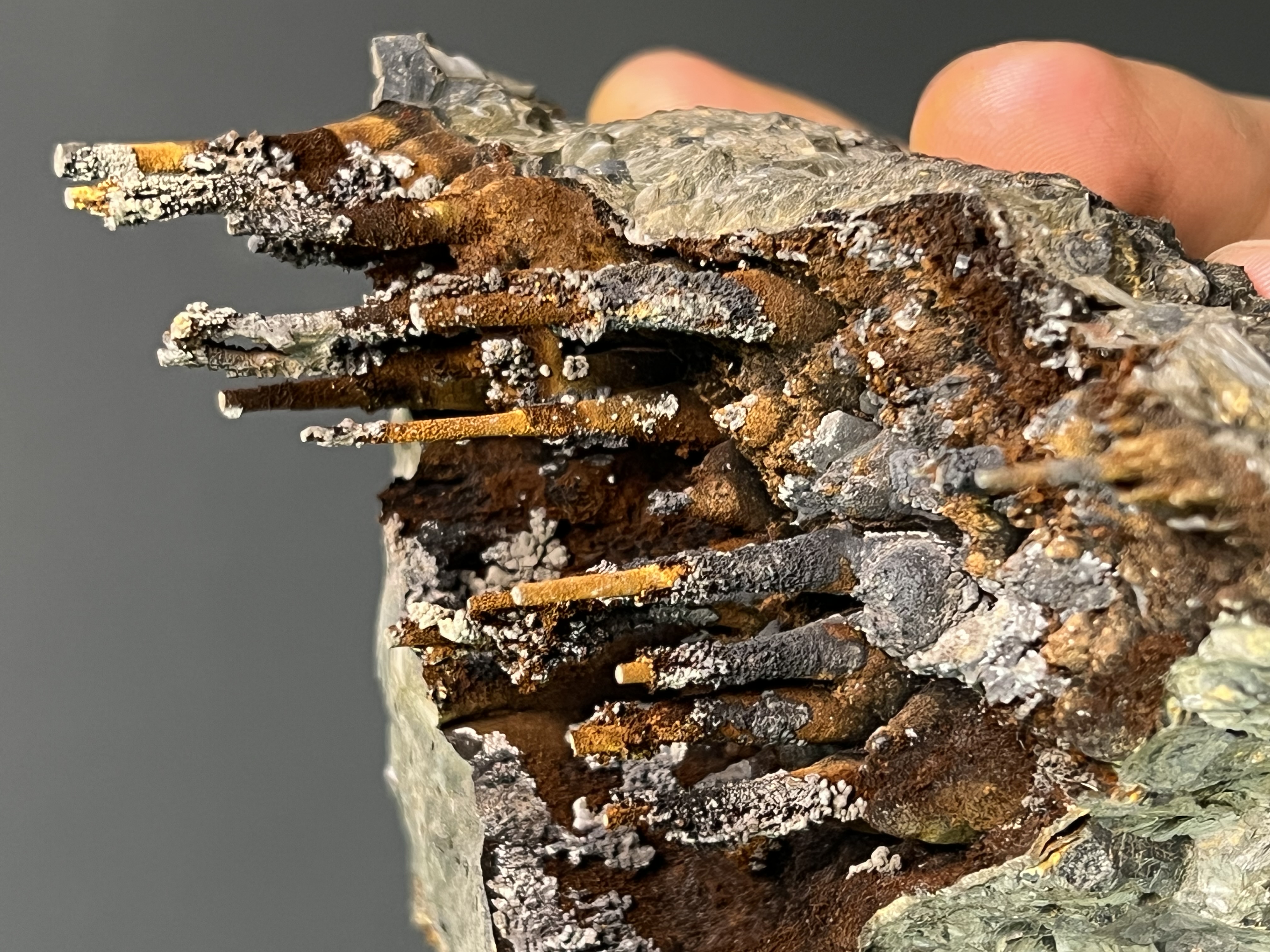 Museum Quality  Very Special Specularite And Limonite On Stalactite Goethite 
