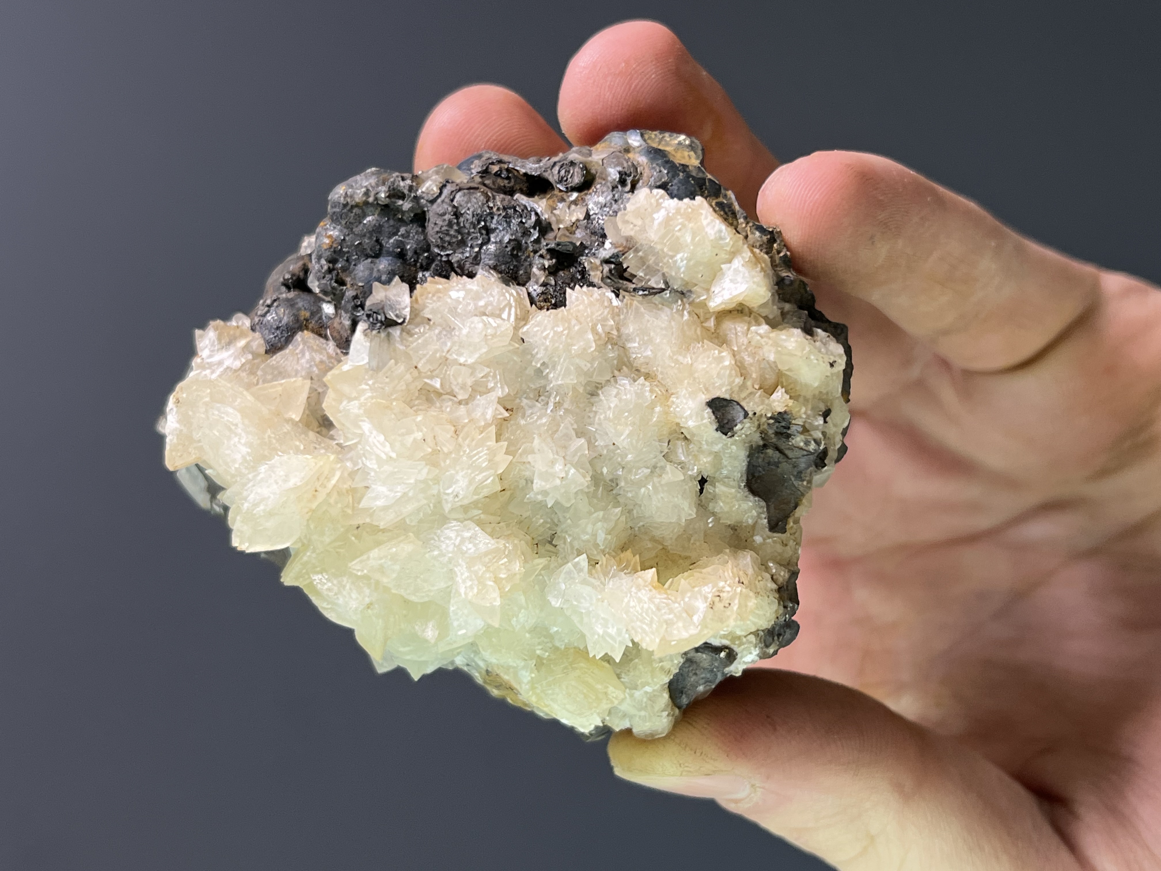 Crystal Calcite On Goethite 