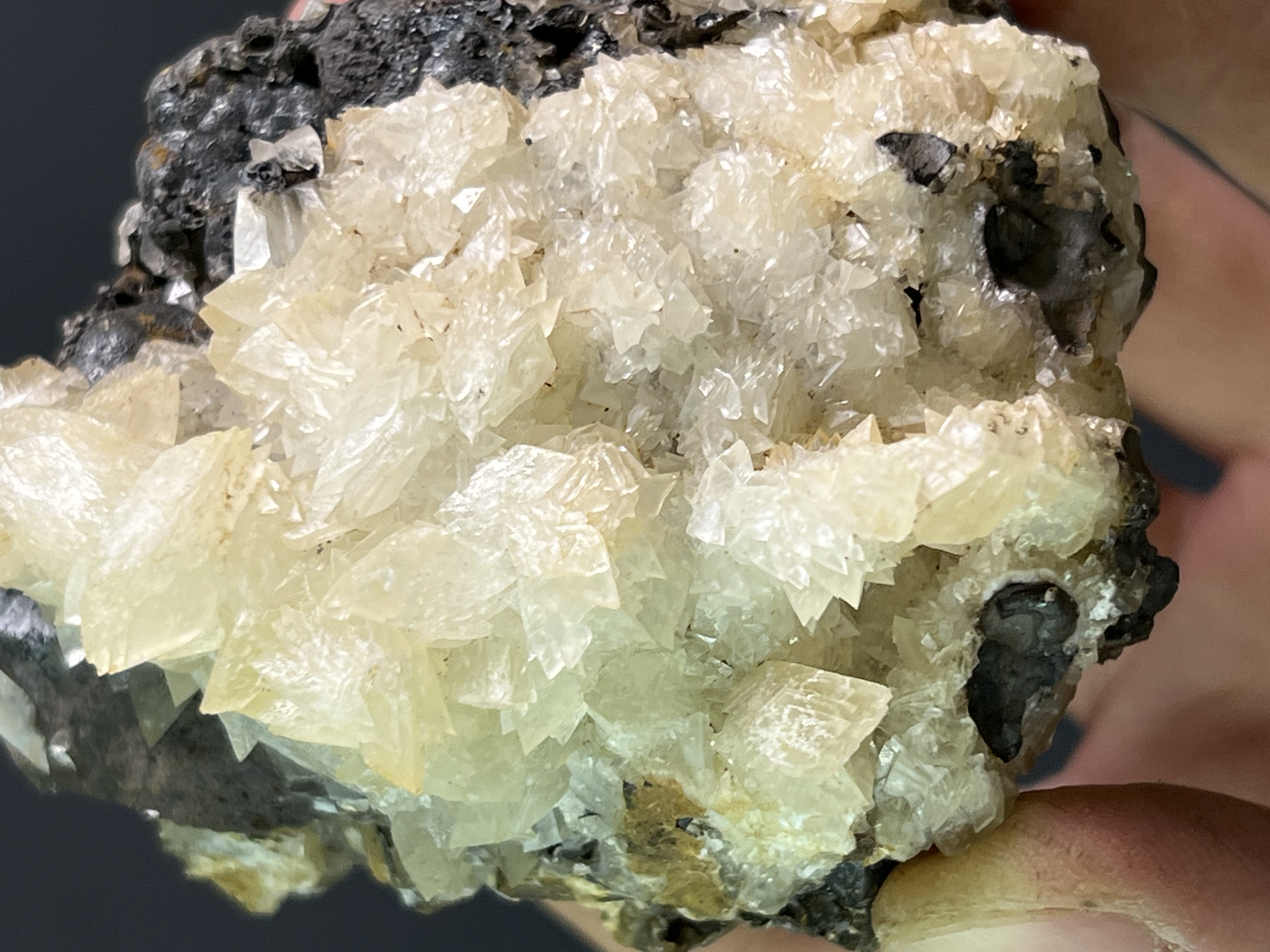 Crystal Calcite On Goethite 