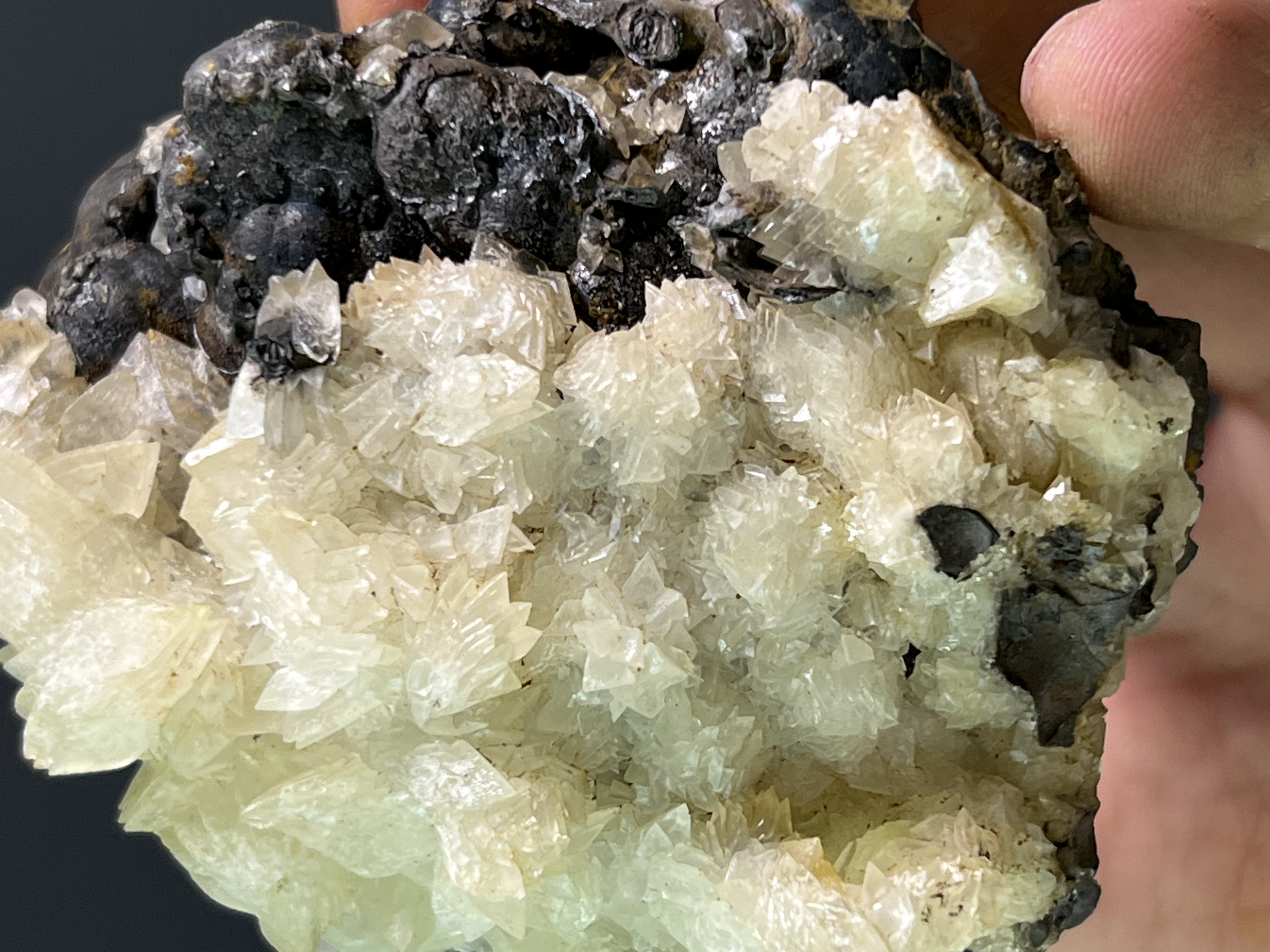 Crystal Calcite On Goethite 