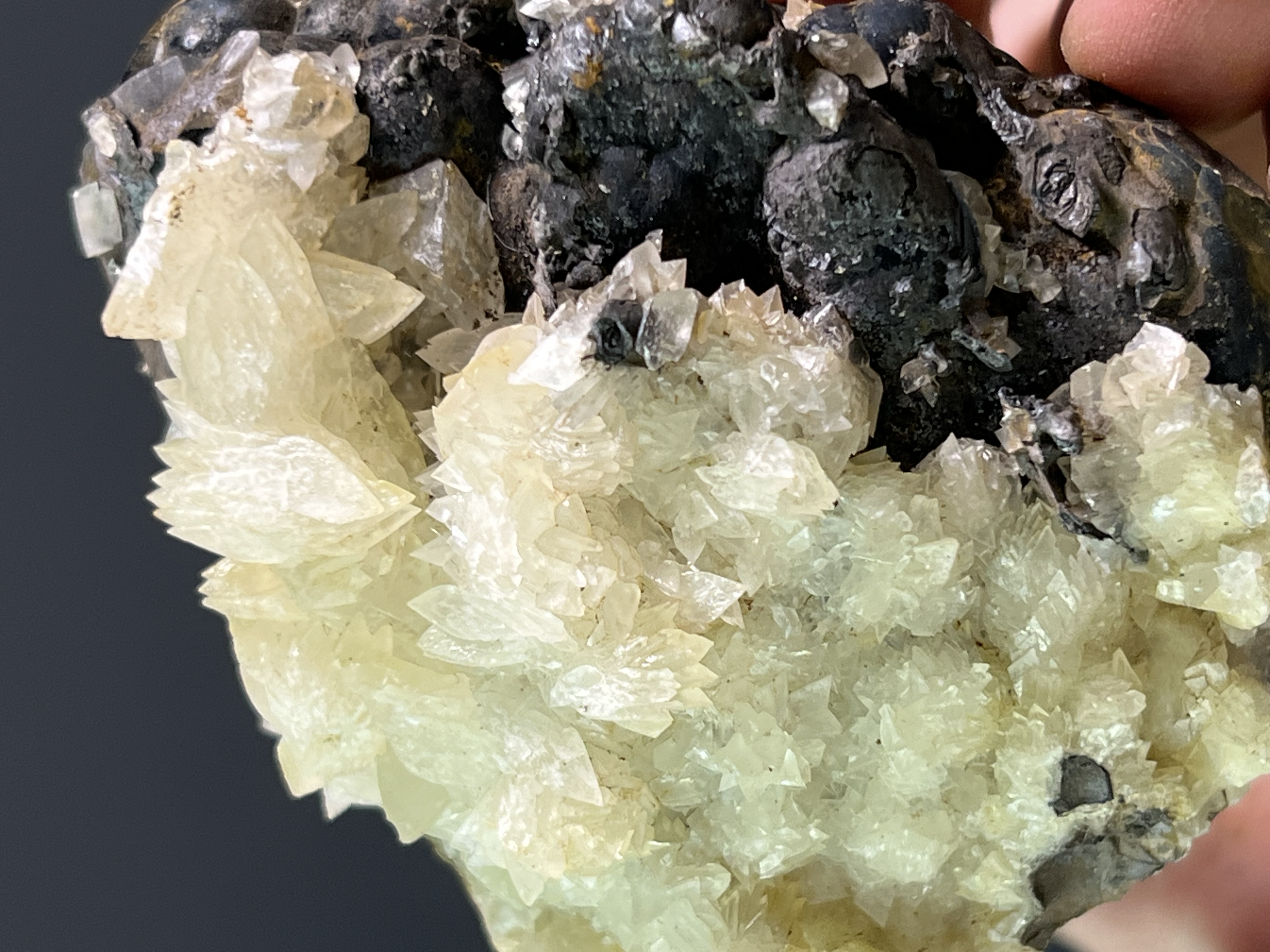 Crystal Calcite On Goethite 