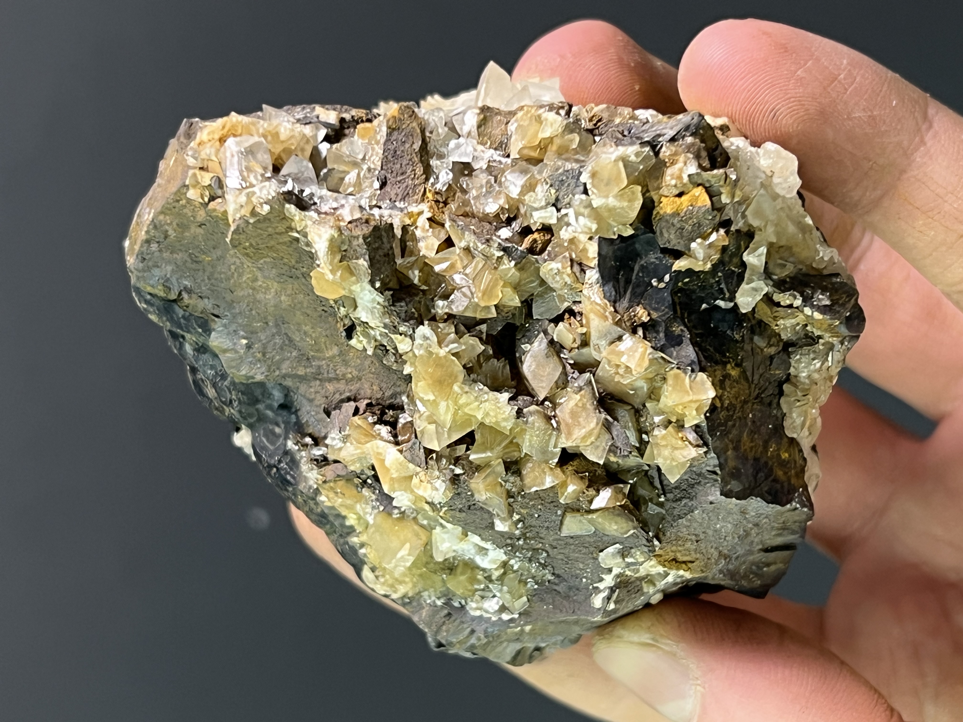 Crystal Calcite On Goethite 