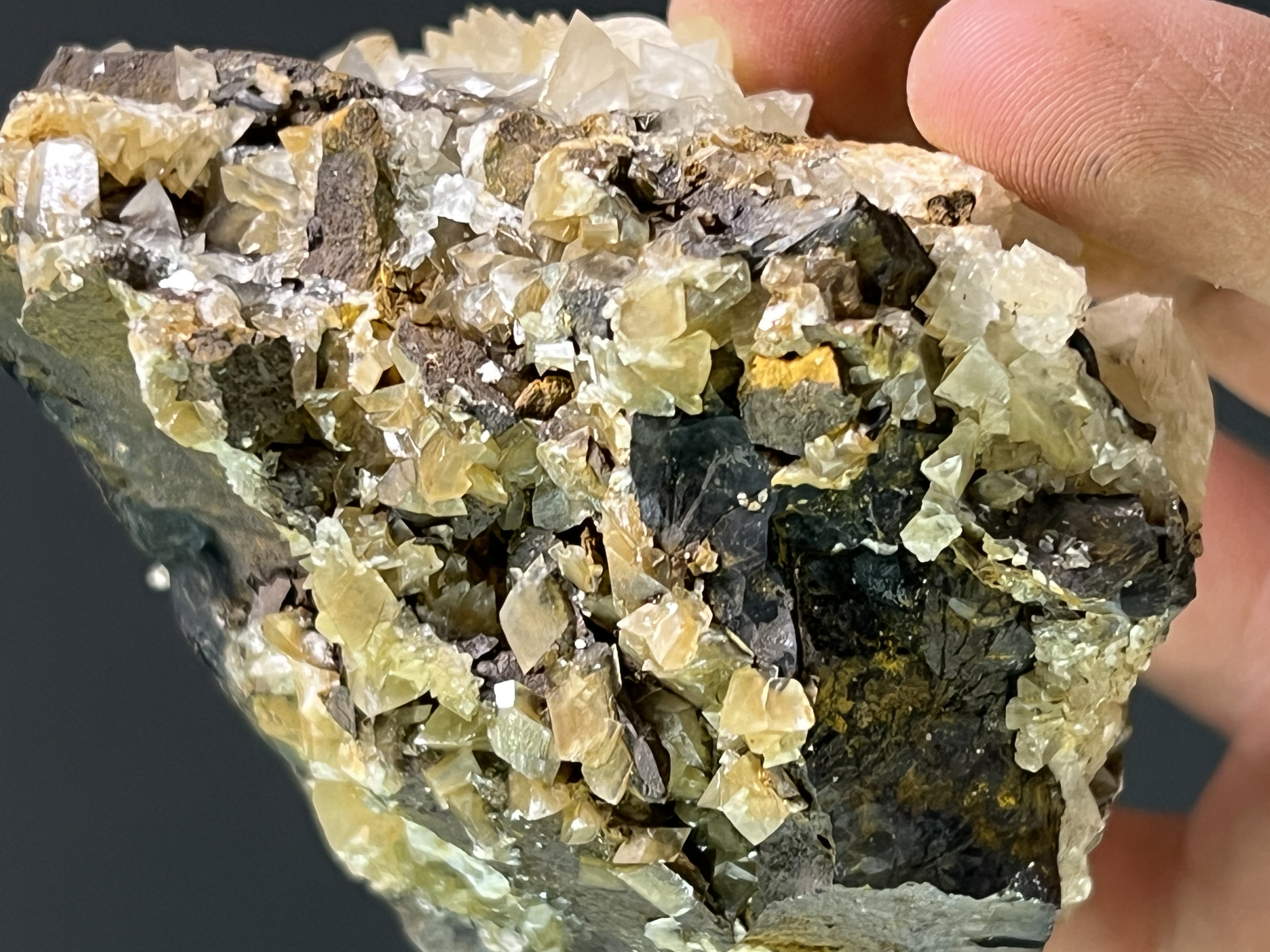 Crystal Calcite On Goethite 