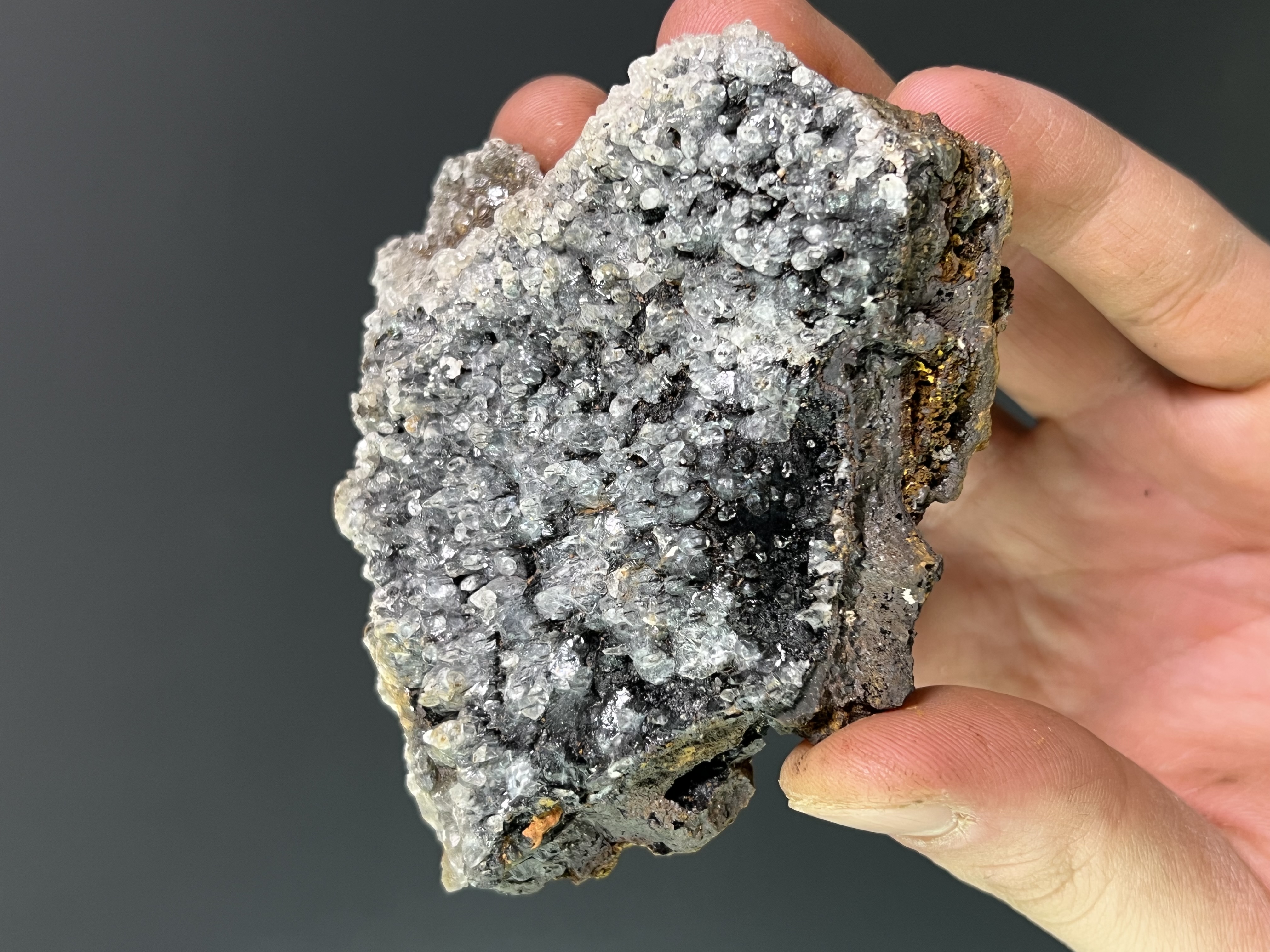 Crystal Calcite On Small Stalactites Goethite