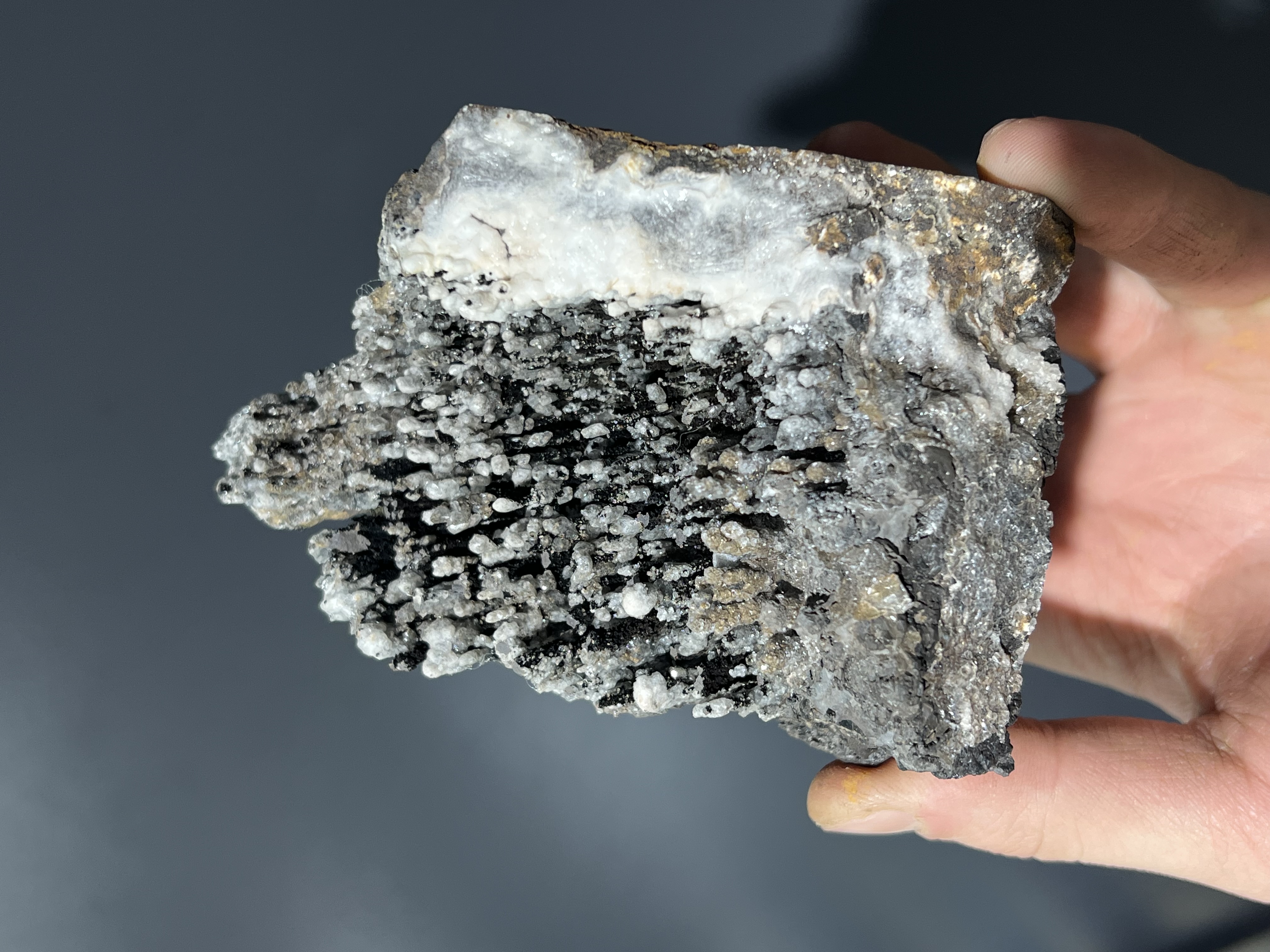 Museum Quality, Unique Crystal Calcite On Stalactite Goethite 