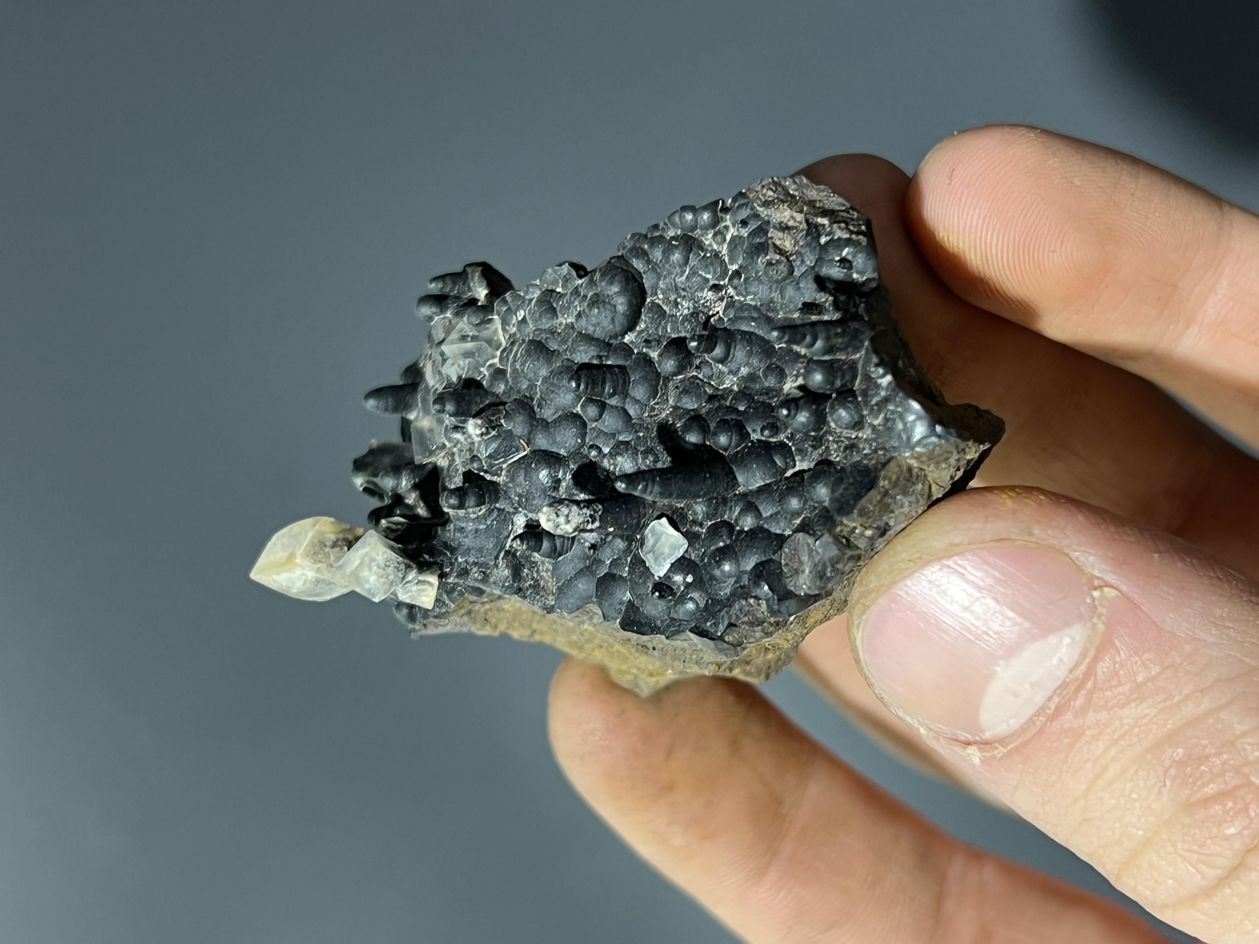 Very Special Museum Quality Cubic Crystal Calcite On Stalactite Goethite 