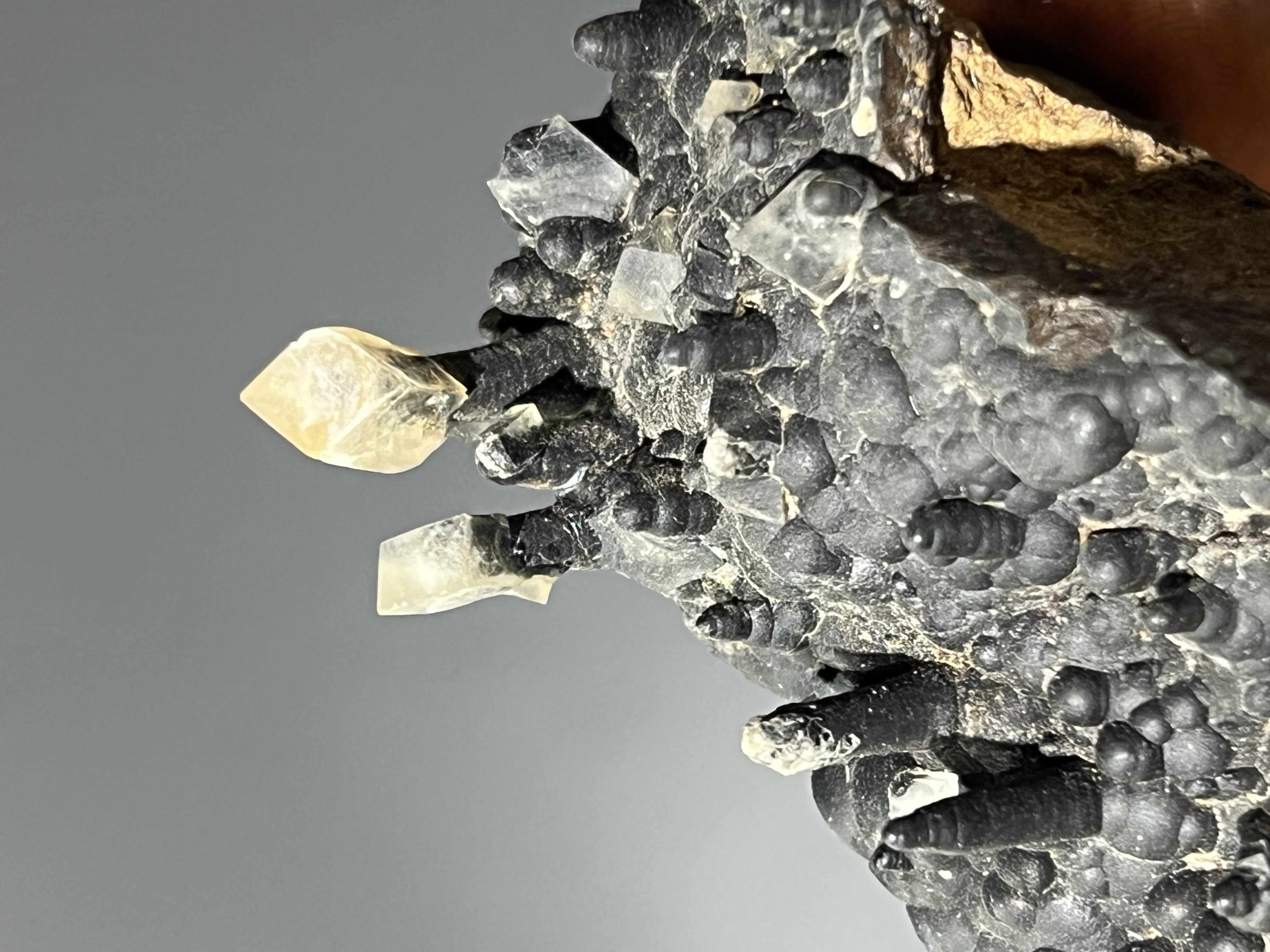Very Special Museum Quality Cubic Crystal Calcite On Stalactite Goethite 