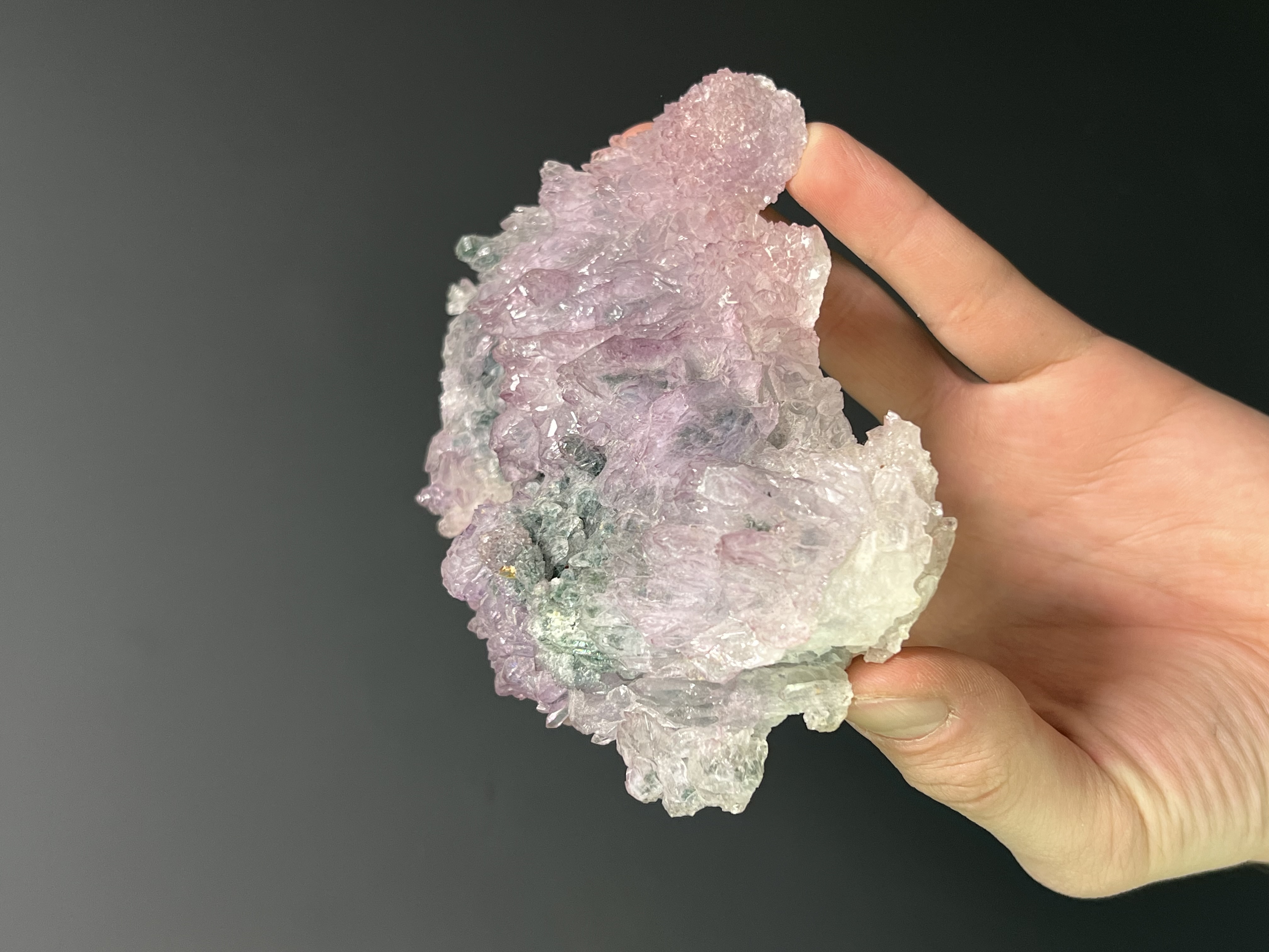 Amethyst Flower Quartz With Celadonite Inclusion, 344gram