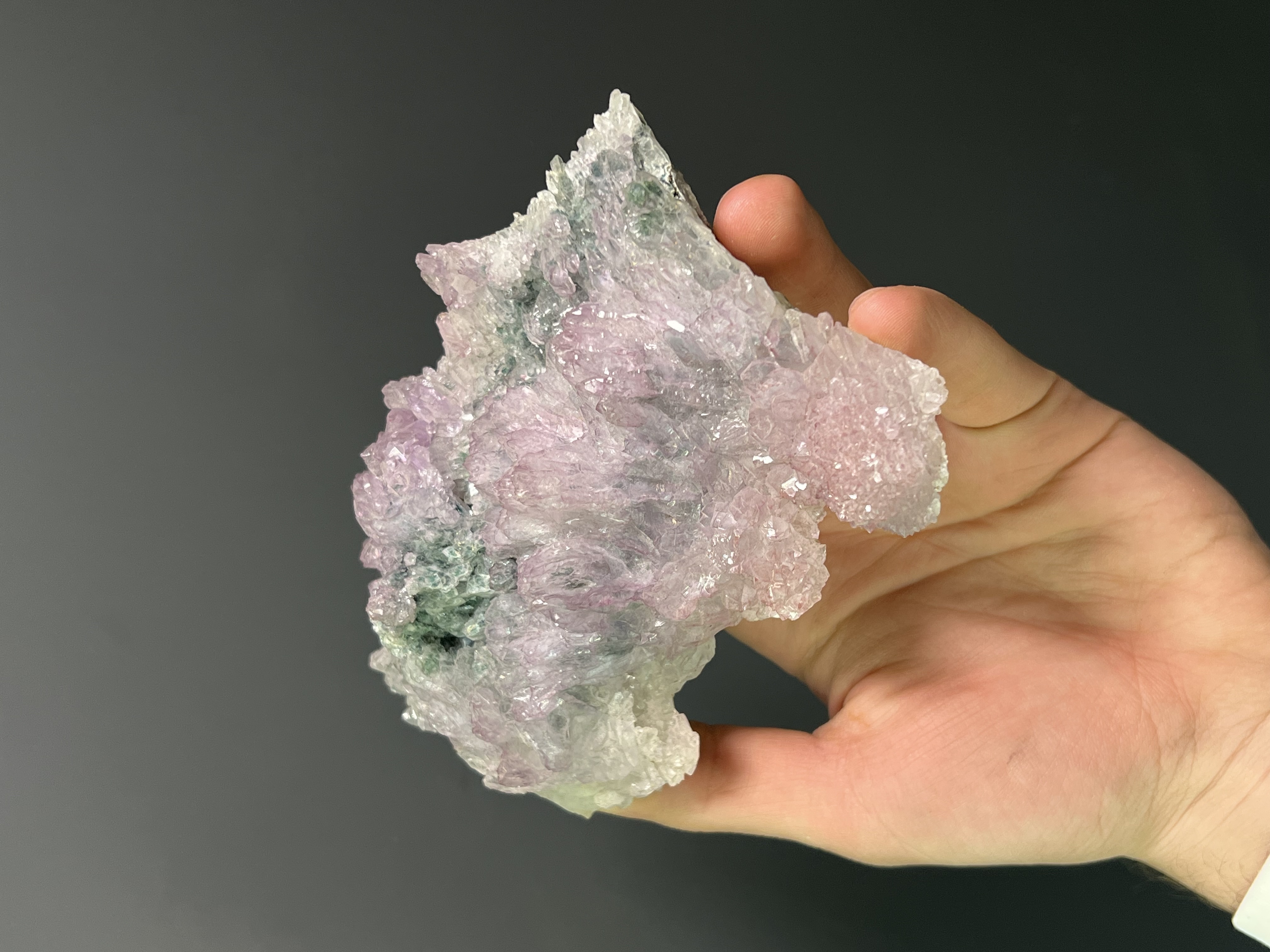 Amethyst Flower Quartz With Celadonite Inclusion, 344gram