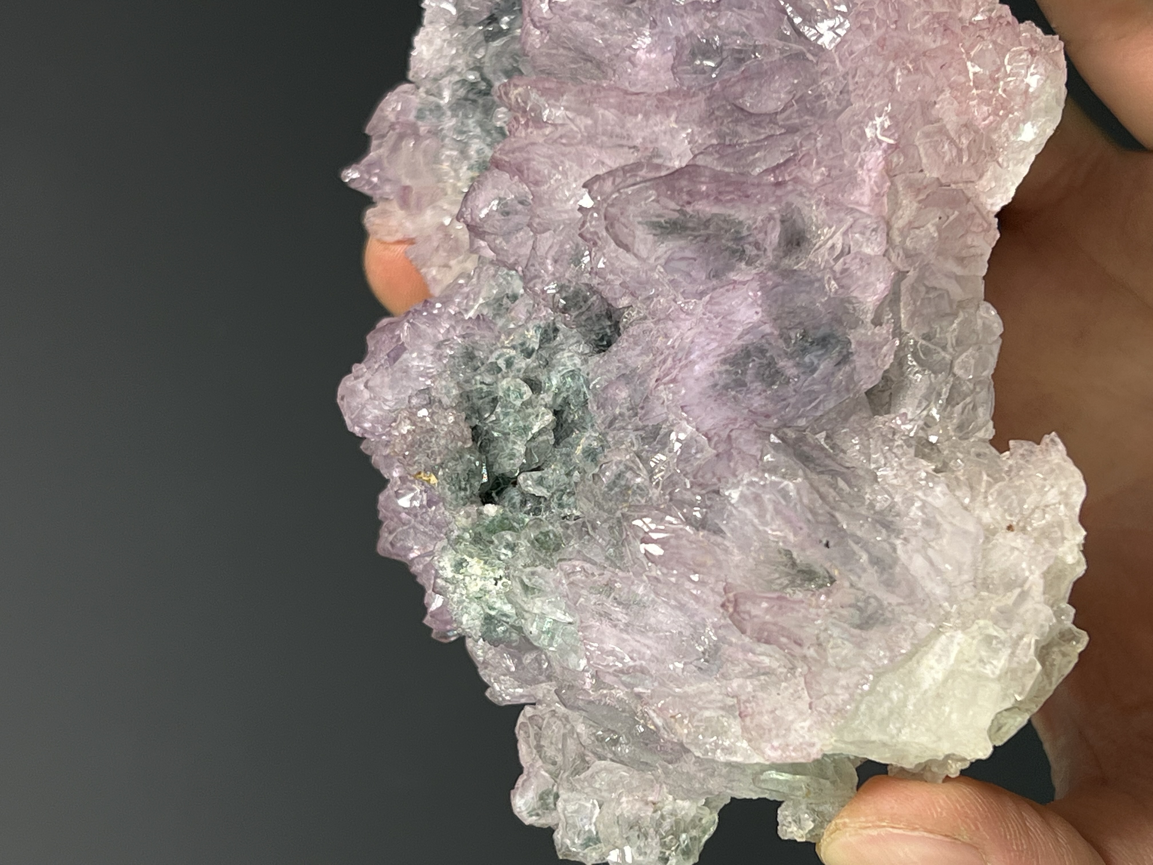 Amethyst Flower Quartz With Celadonite Inclusion, 344gram