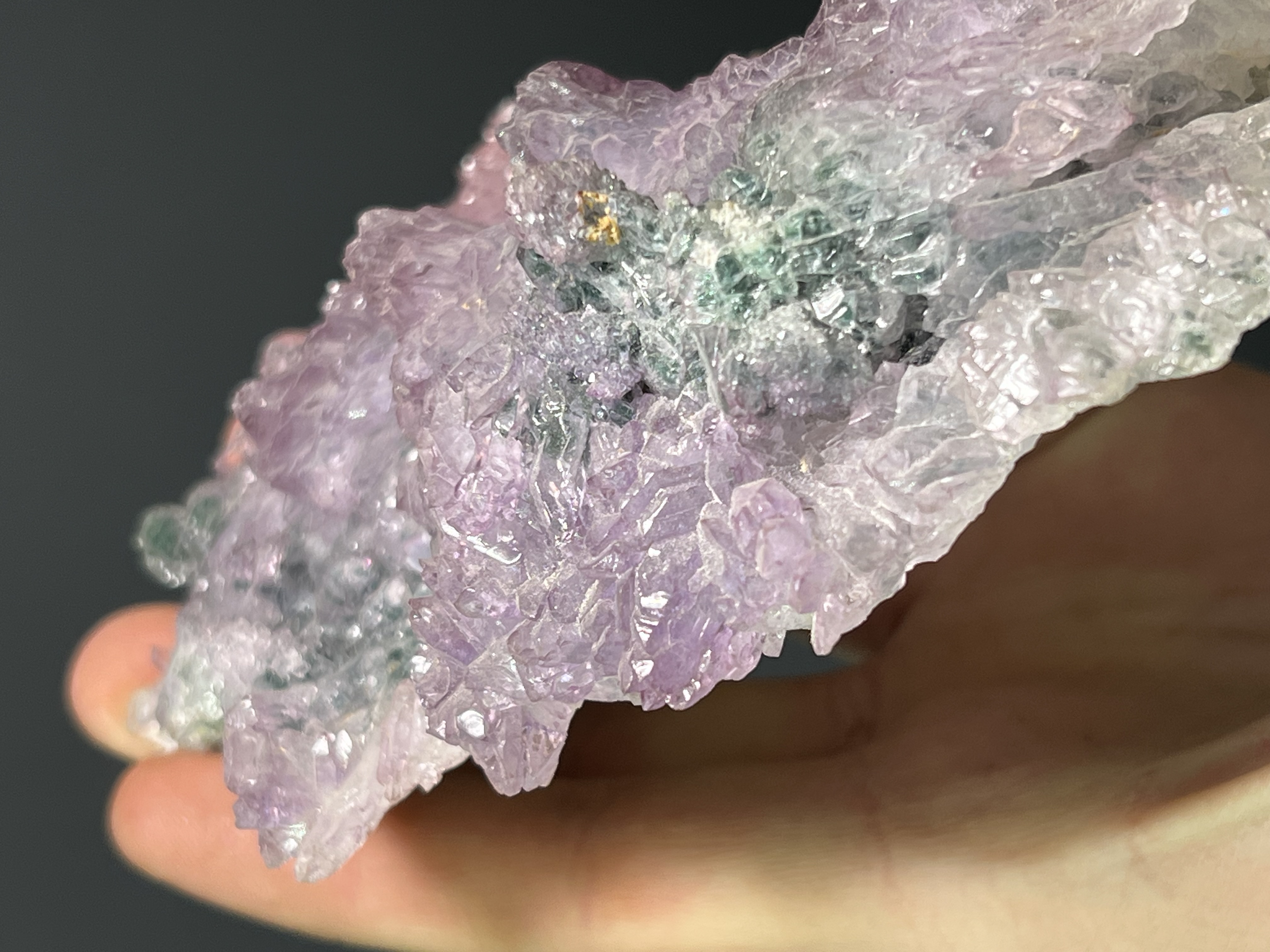 Amethyst Flower Quartz With Celadonite Inclusion, 344gram