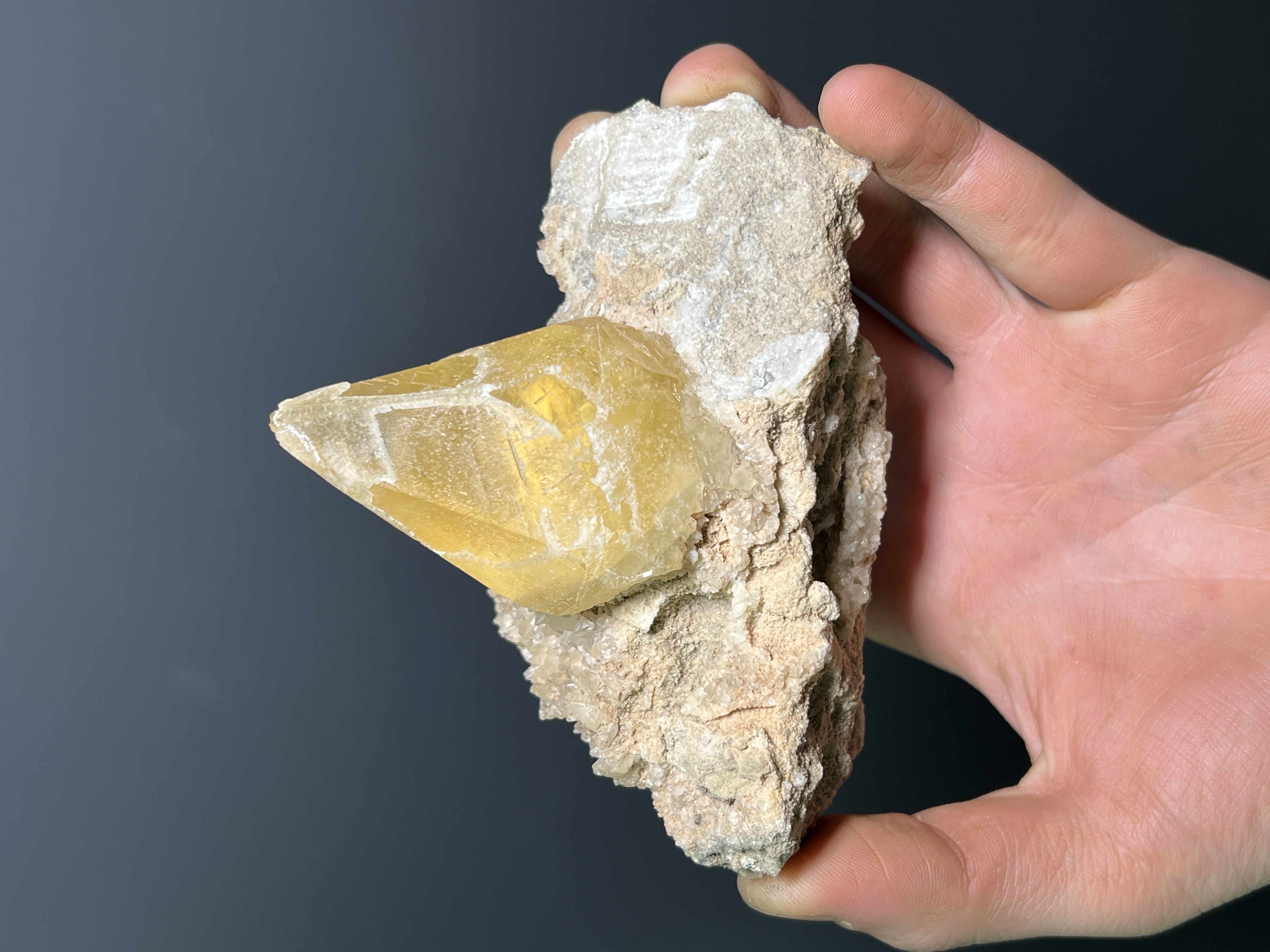 Rare Golden Yellow Tooth Calcite Specimen, 470gram