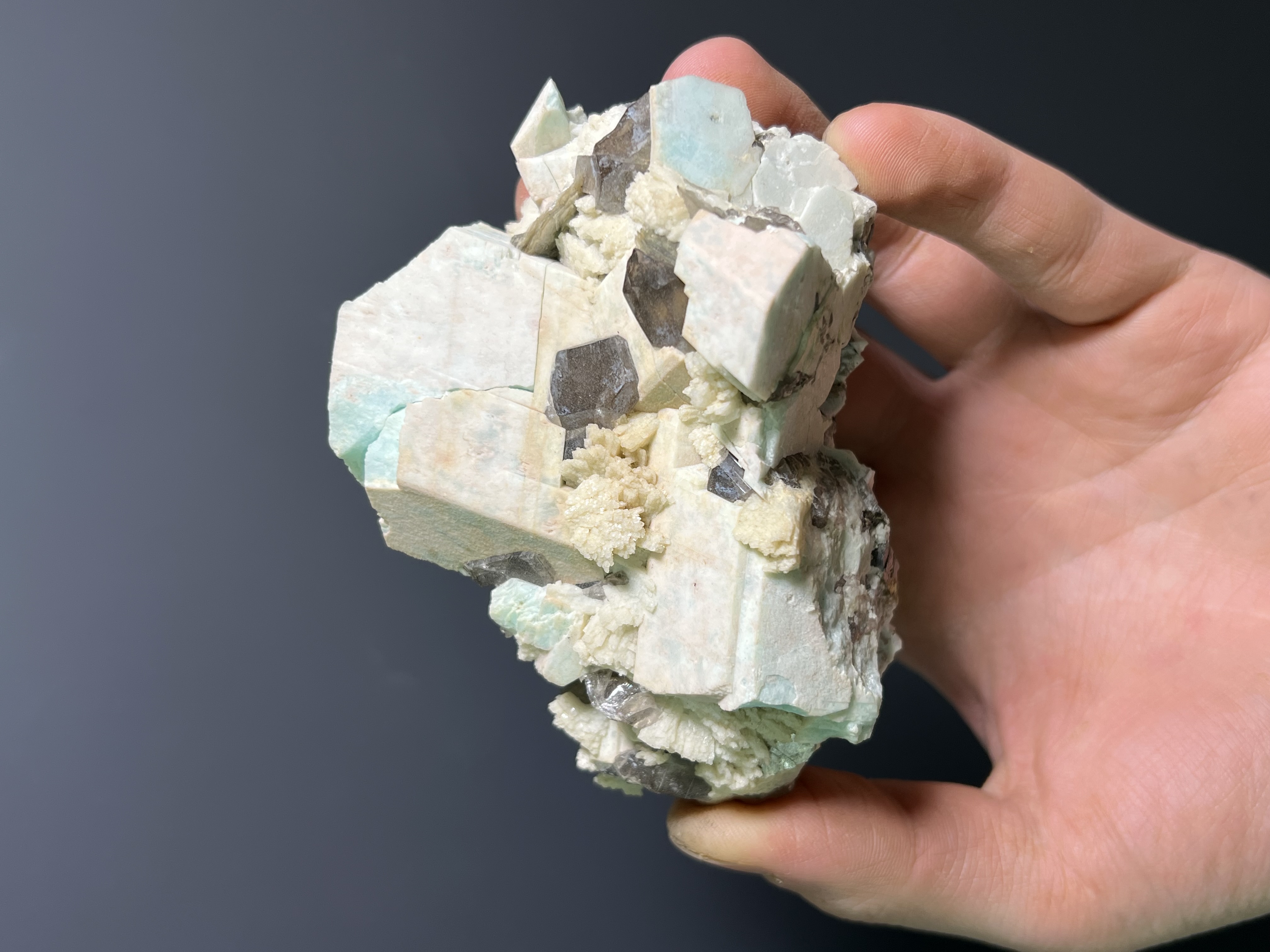 Microcline, Smoky Quartz And Albite Specimen, 380gram