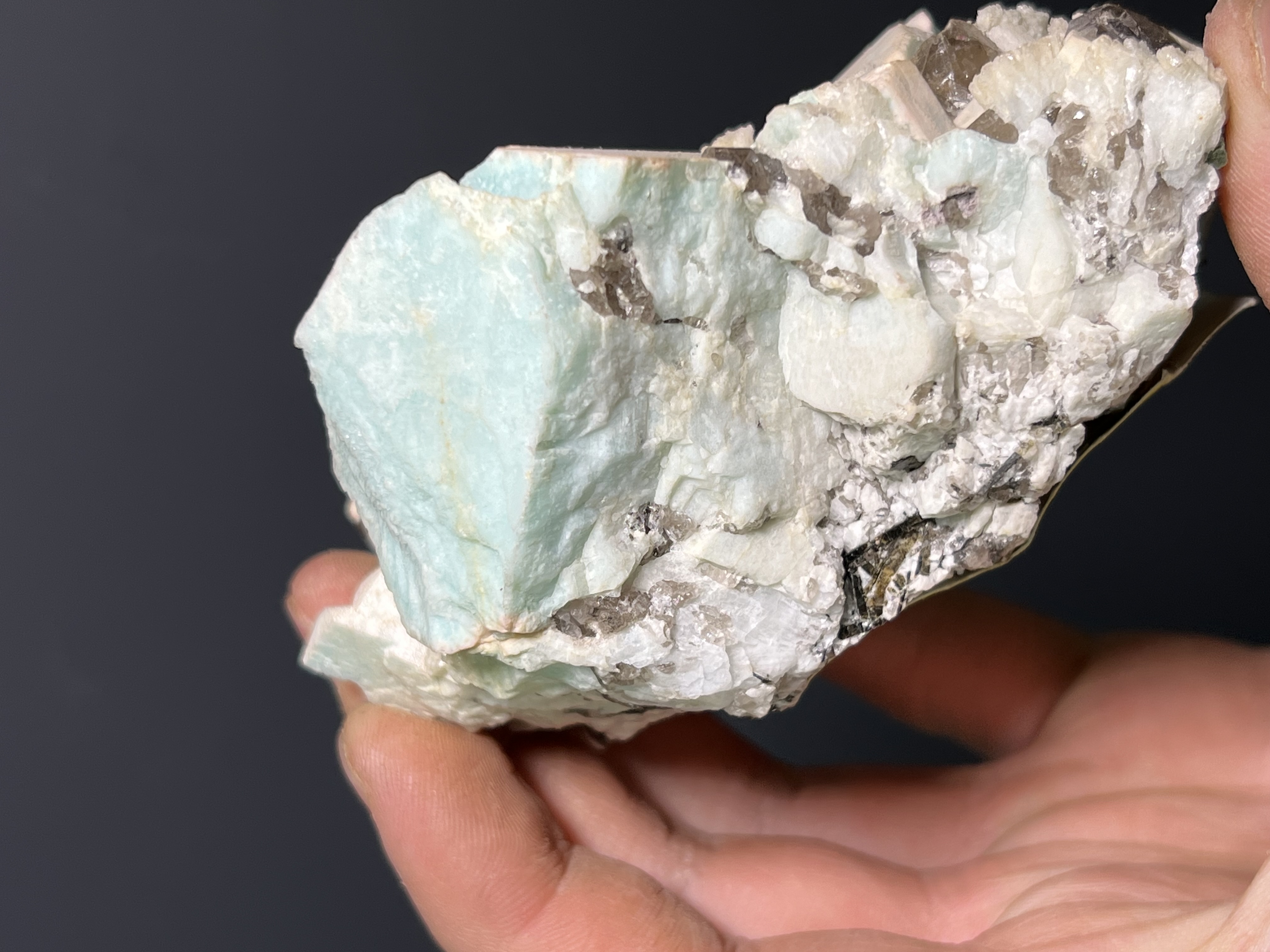 Microcline, Smoky Quartz And Albite Specimen, 380gram