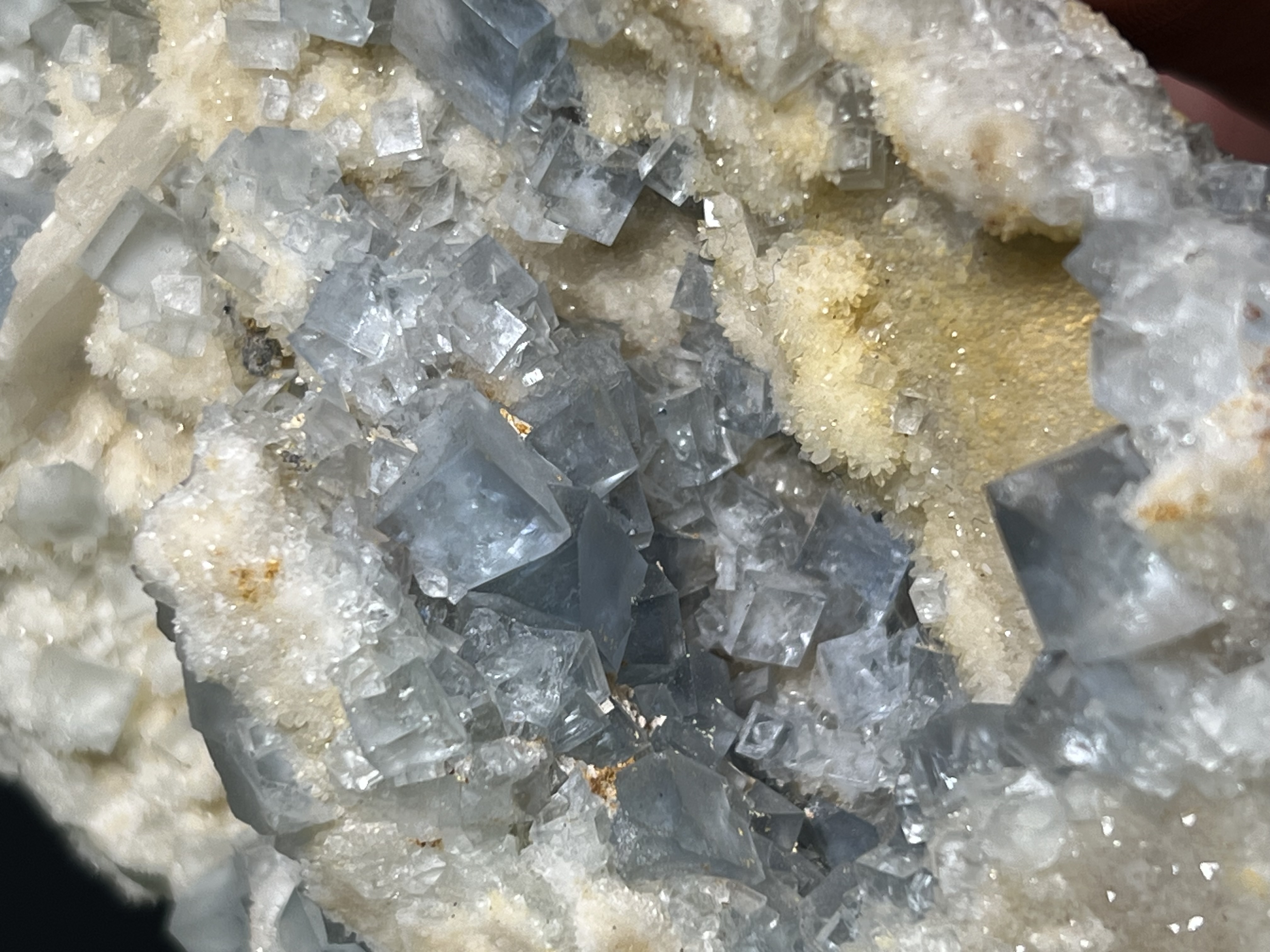 Blue Fluorite With Stilbite, 518gram