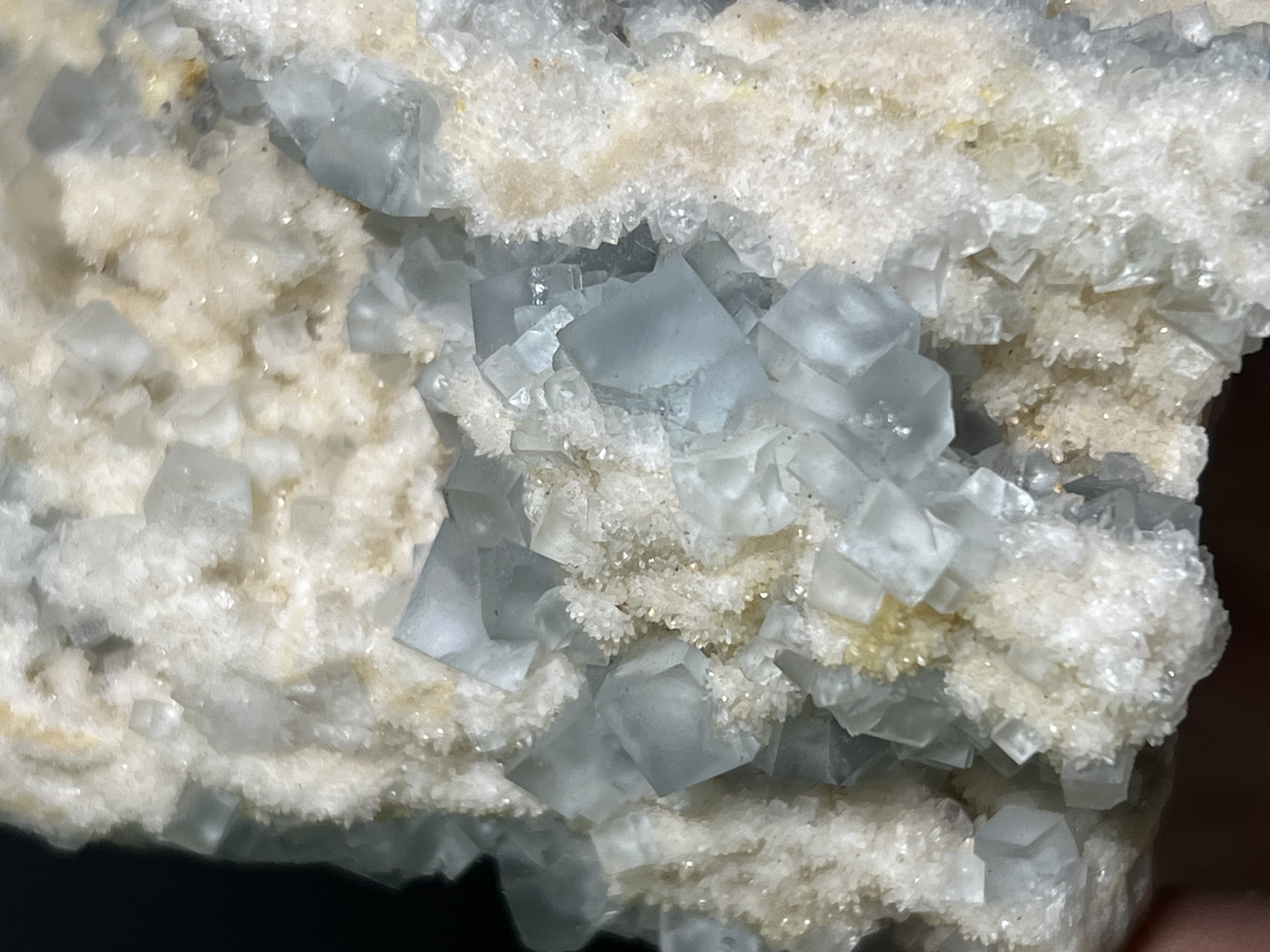 Blue Fluorite With Stilbite, 518gram