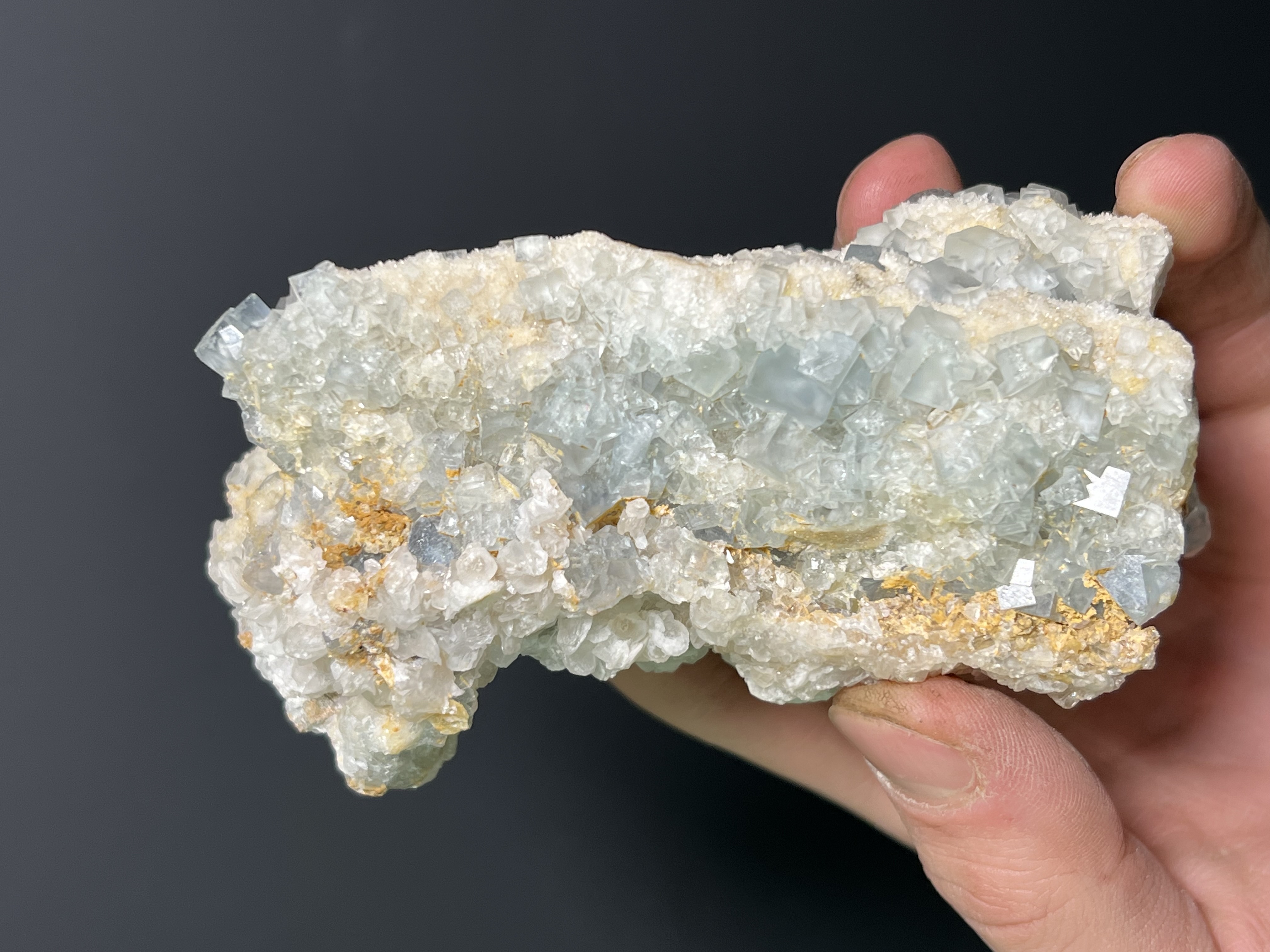 Blue Fluorite With Stilbite, 518gram