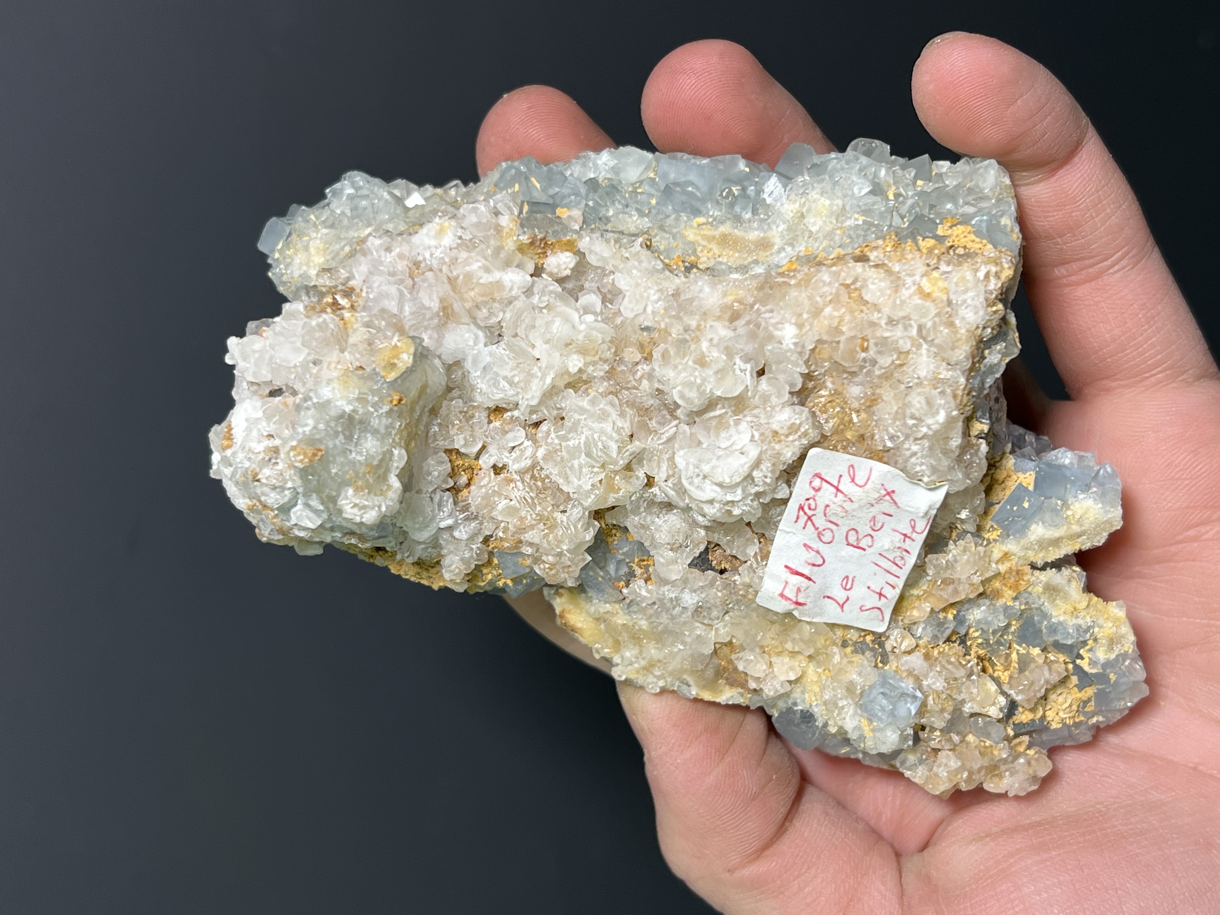 Blue Fluorite With Stilbite, 518gram