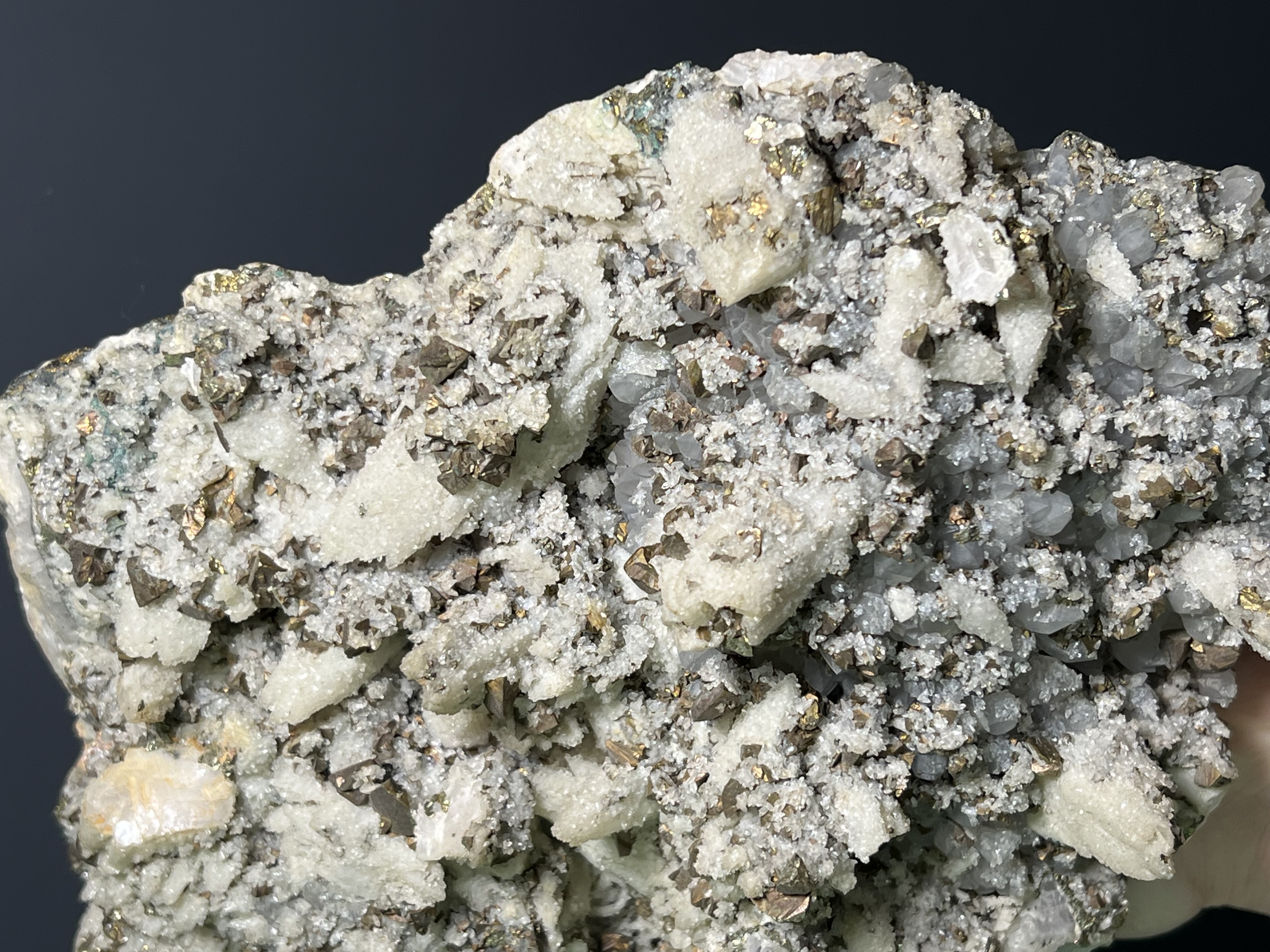 Pyrite On Calcite On Quartz, 5,3kg