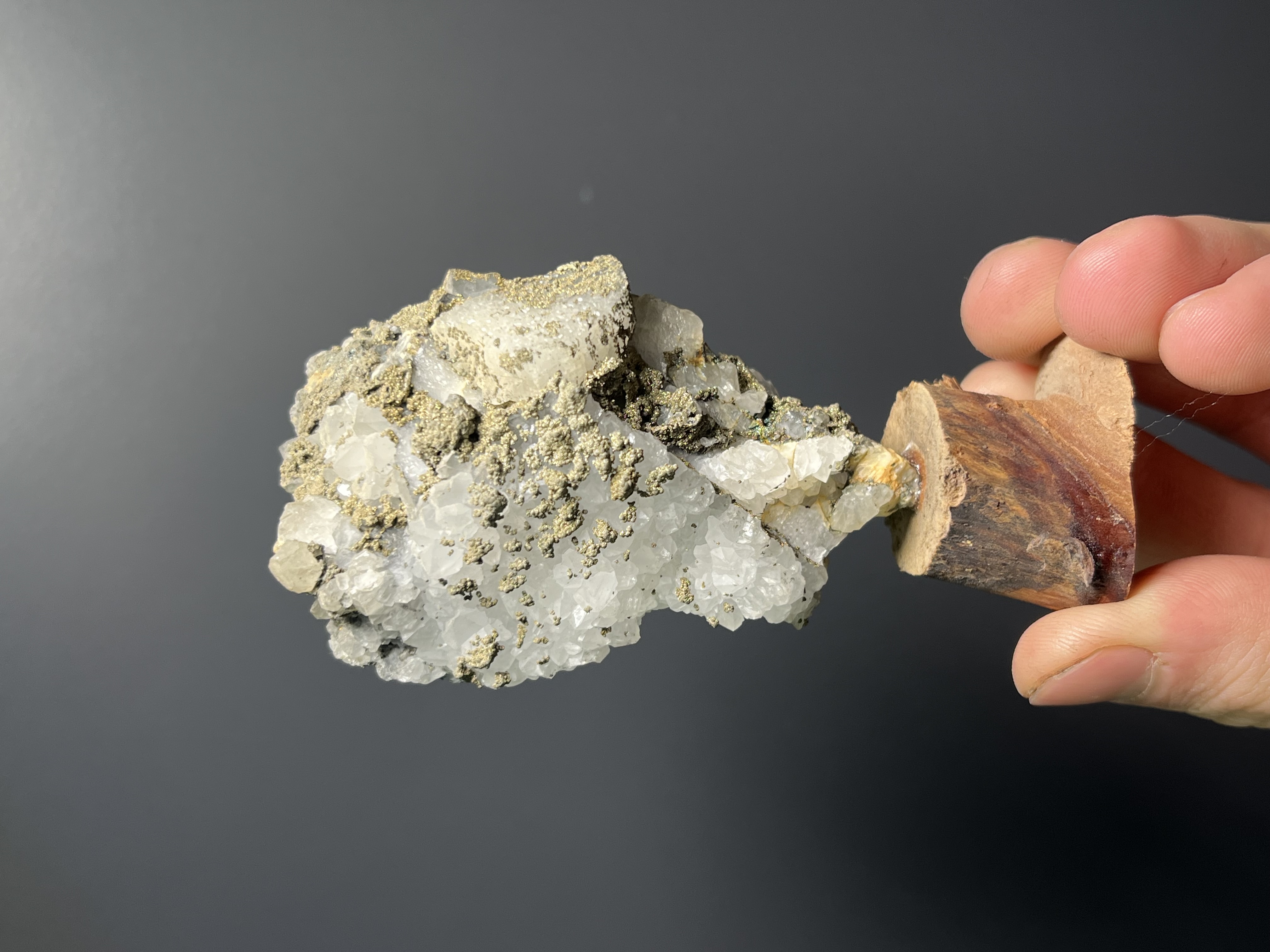 Pyrite On Crystal Quartz Specimen, 100gram