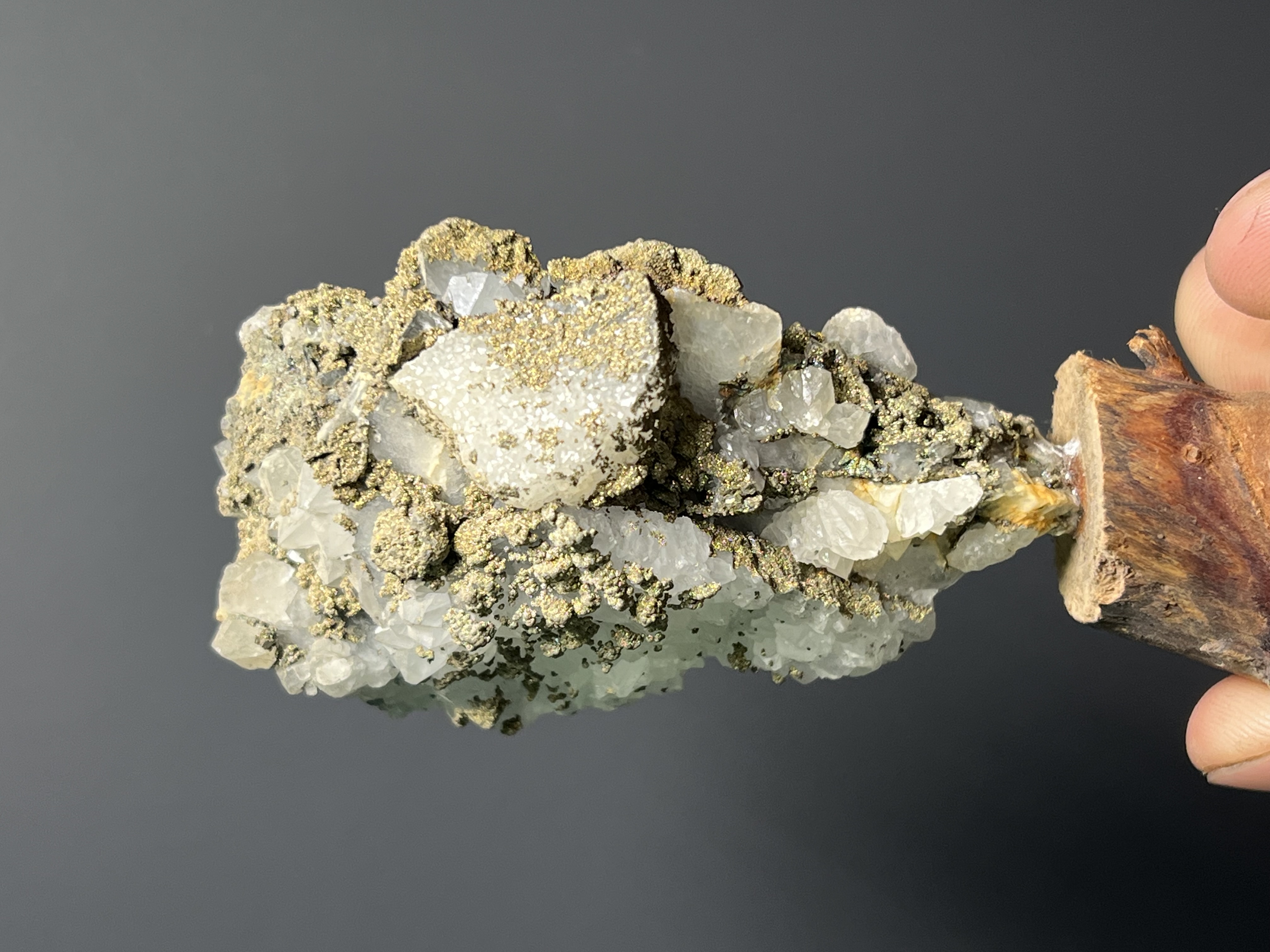Pyrite On Crystal Quartz Specimen, 100gram