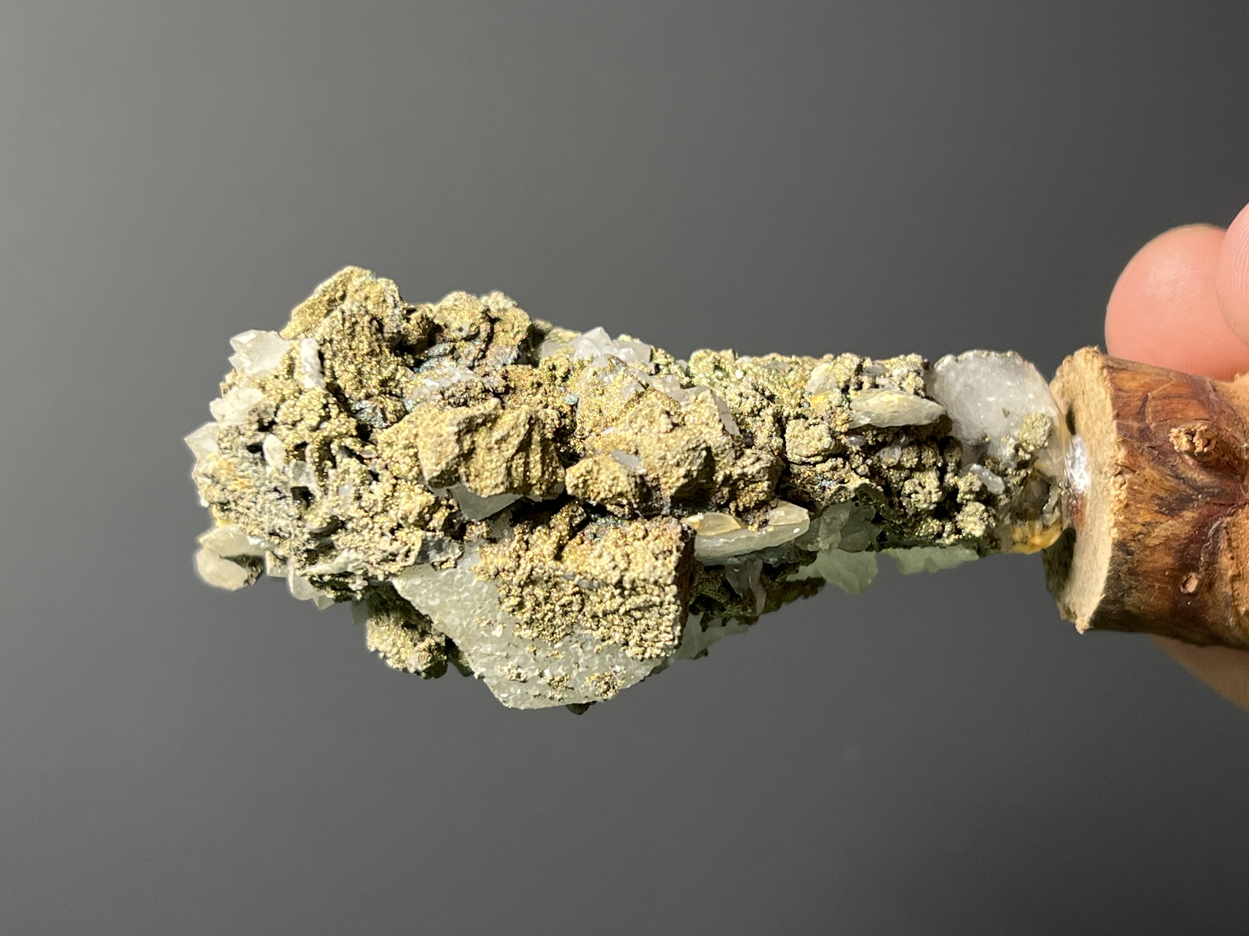 Pyrite On Crystal Quartz Specimen, 100gram