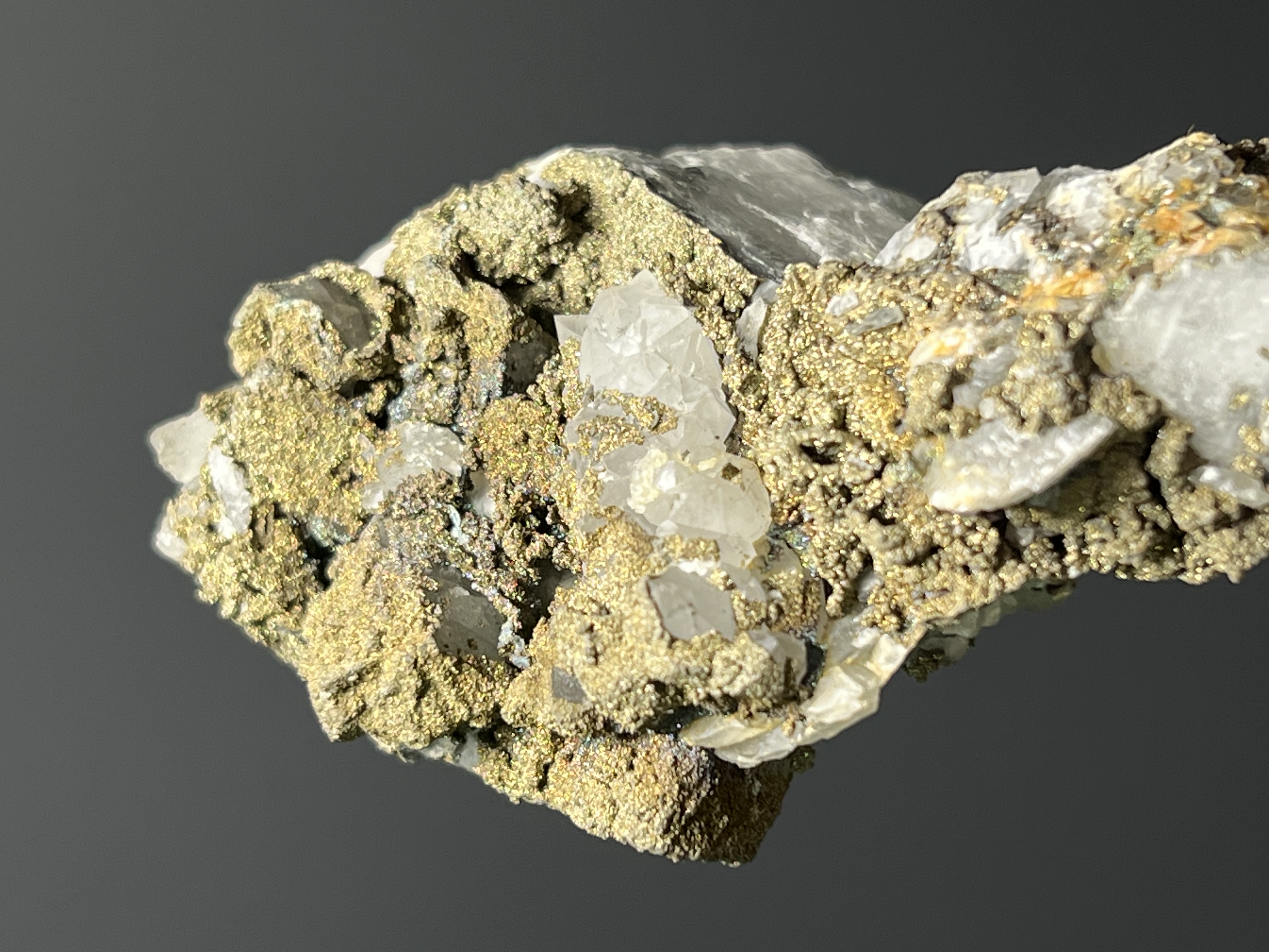 Pyrite On Crystal Quartz Specimen, 100gram