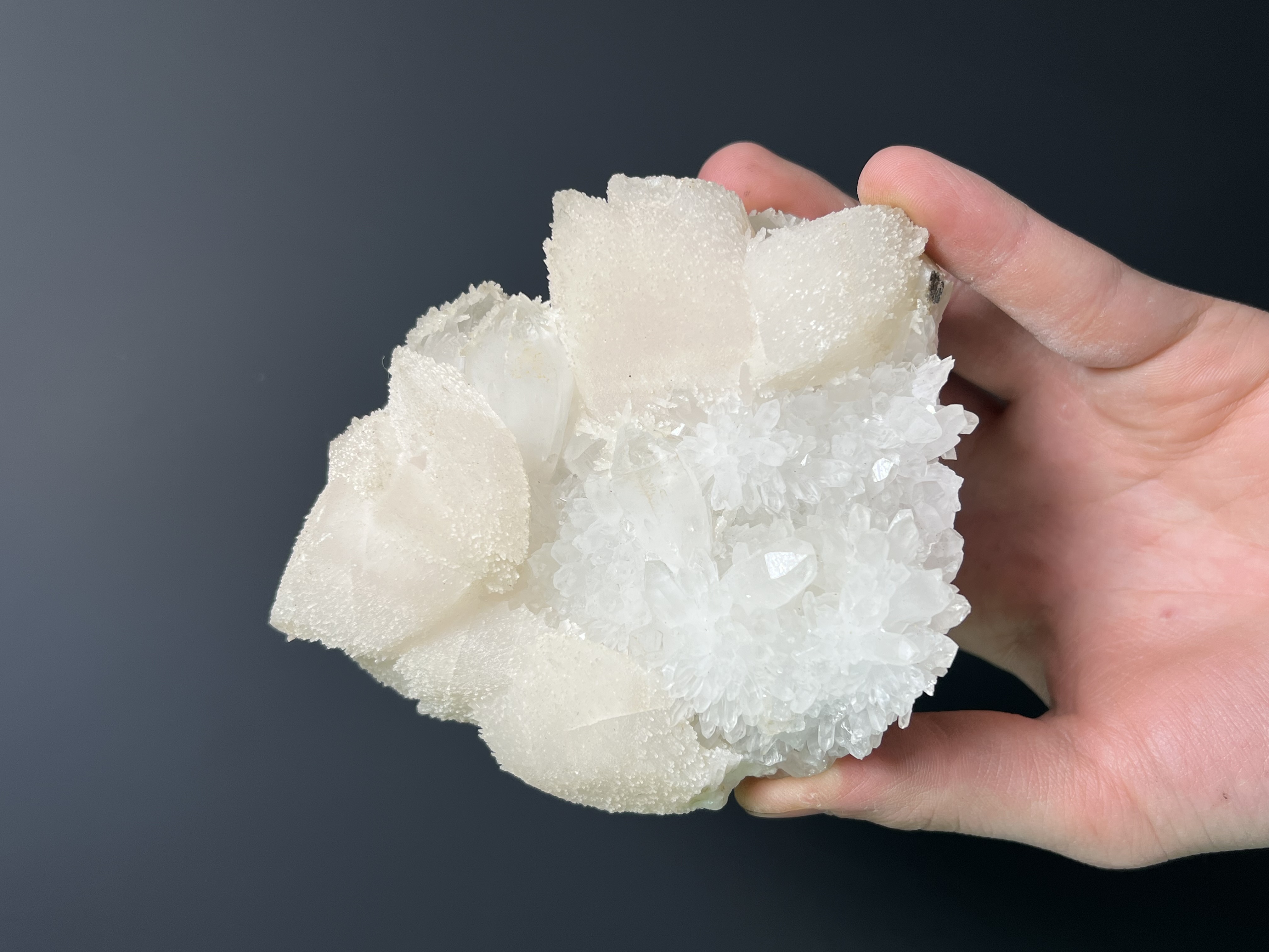 Beautiful Lilac Calcite With Crystal Quartz, 884gram