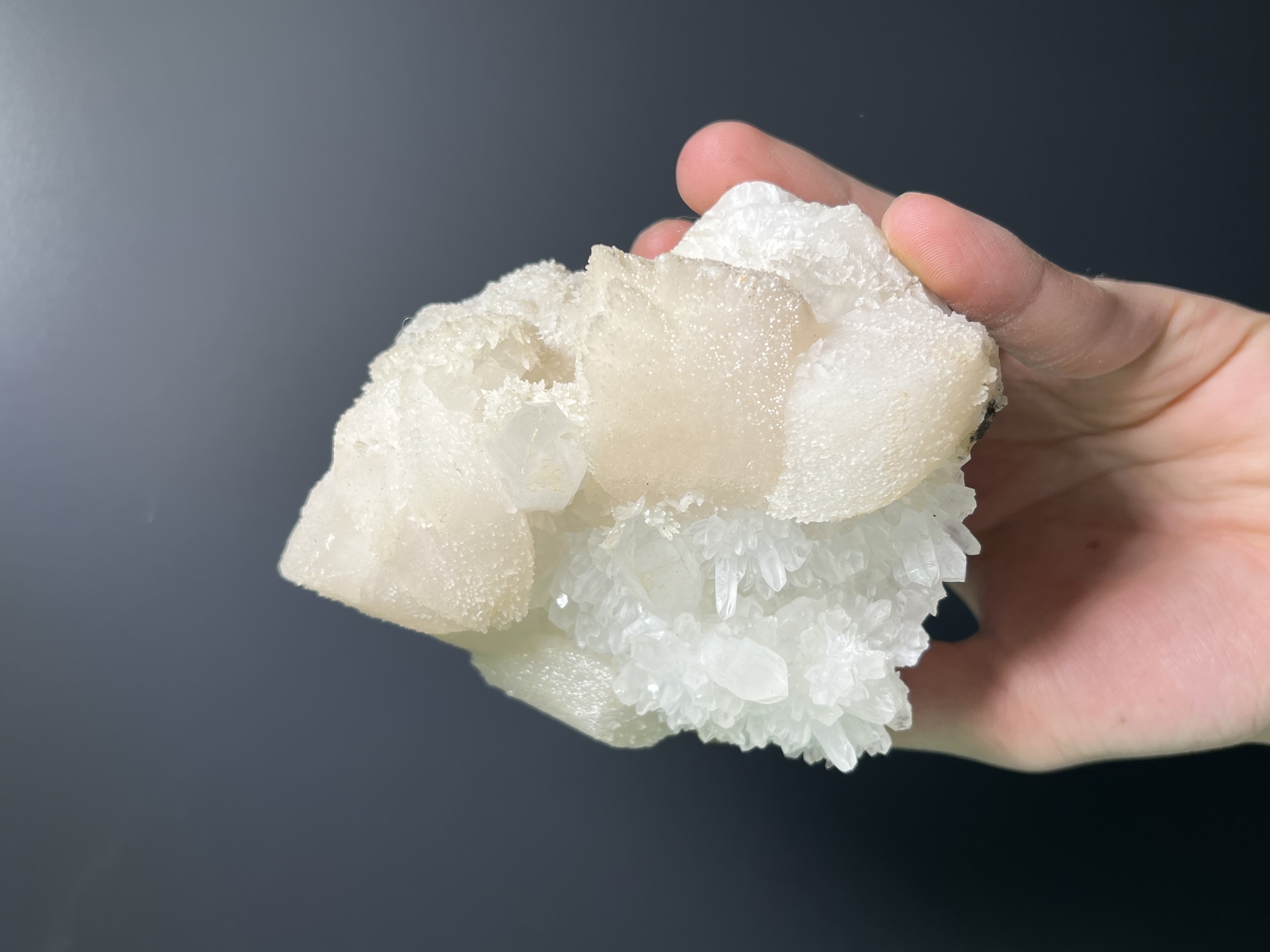 Beautiful Lilac Calcite With Crystal Quartz, 884gram