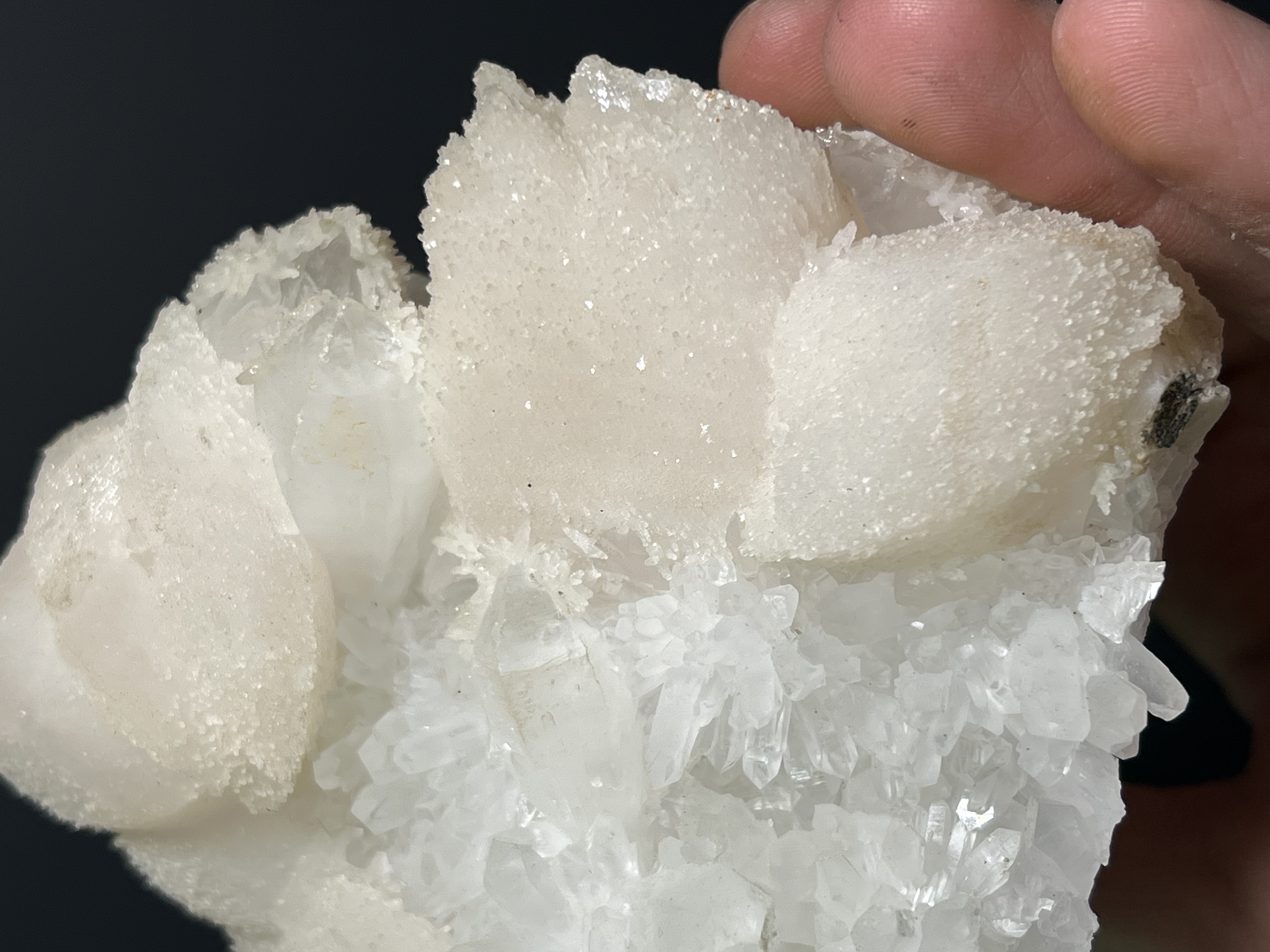 Beautiful Lilac Calcite With Crystal Quartz, 884gram