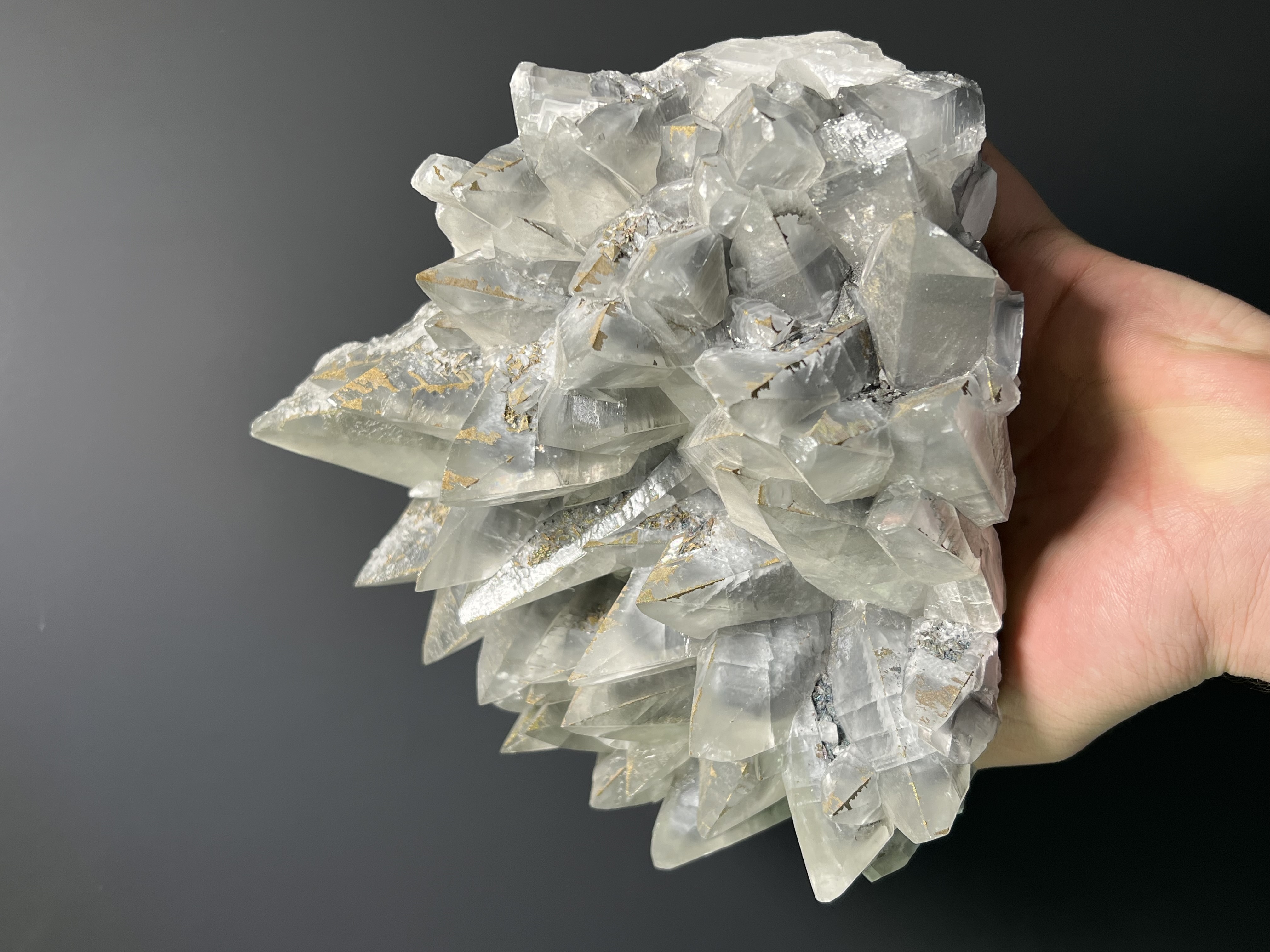 Large Size, Pyrite With Gray Crystal Calcite - Turkey