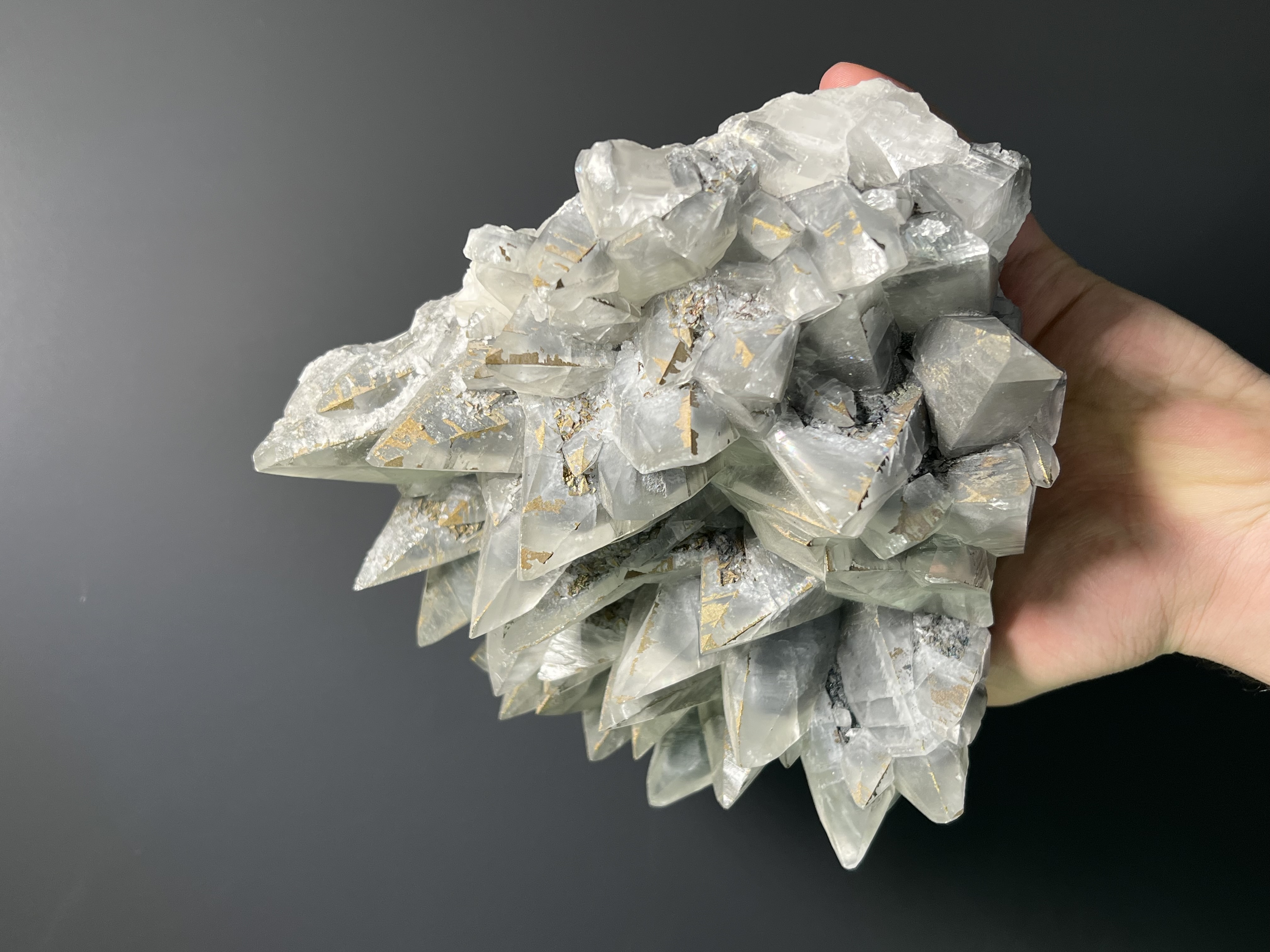 Large Size, Pyrite With Gray Crystal Calcite - Turkey