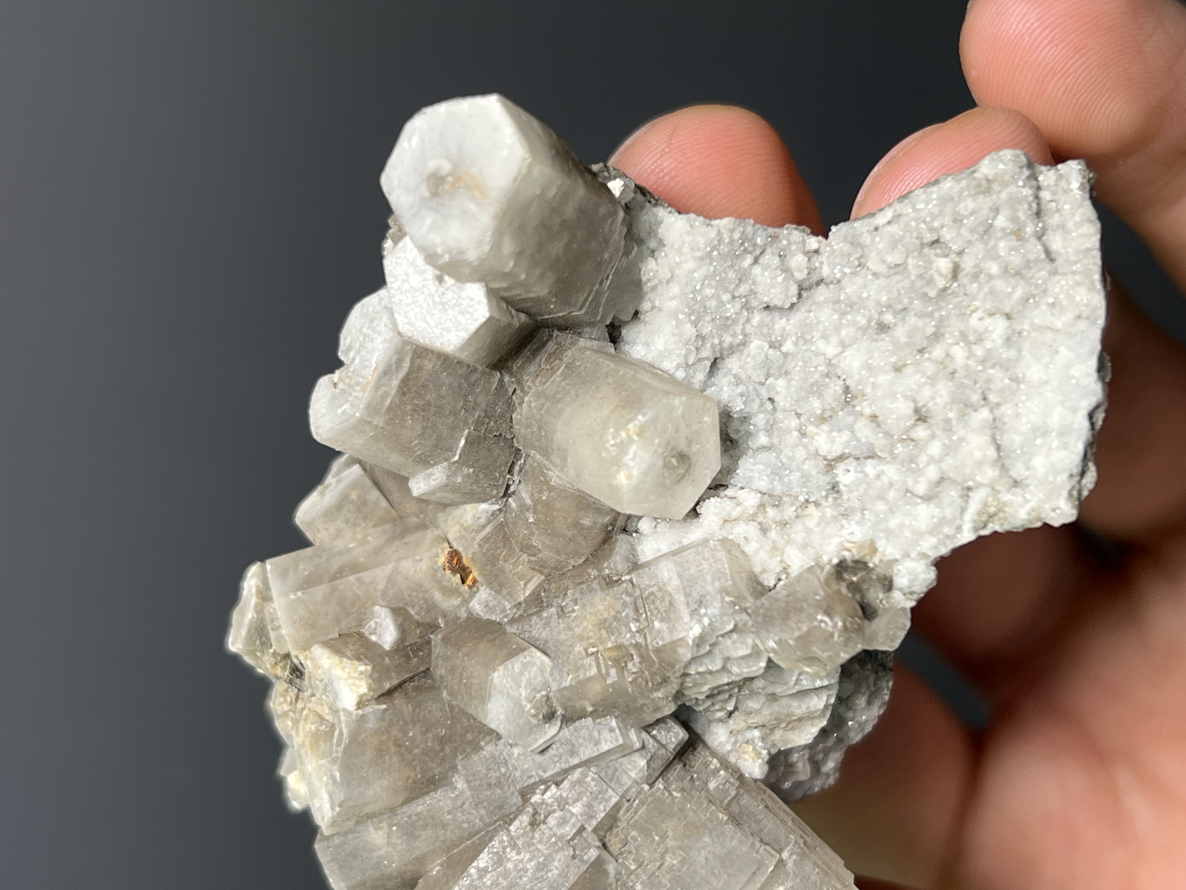 Hexagonal Columnar Calcite Crystal Cluster - China